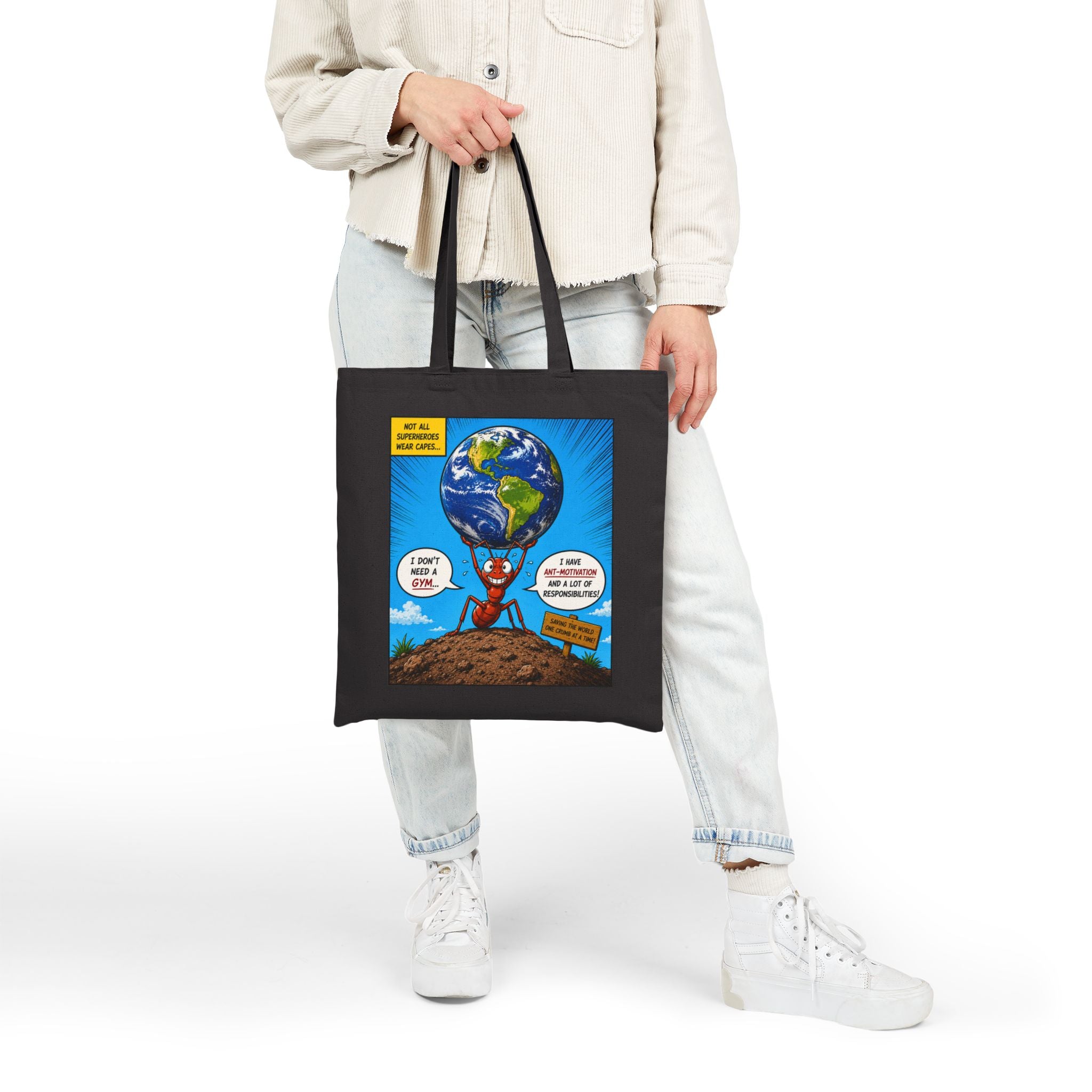 Ant-Motivation Canvas Tote – Inspirational Tote Bag | Funny Luxury Motivational Carryall