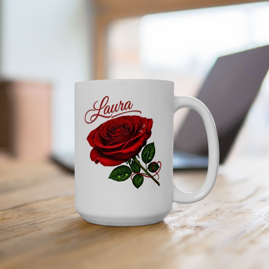Laura – A Name That Feels Effortless | Signature Rose White Mug – Personalized Elegant Gift