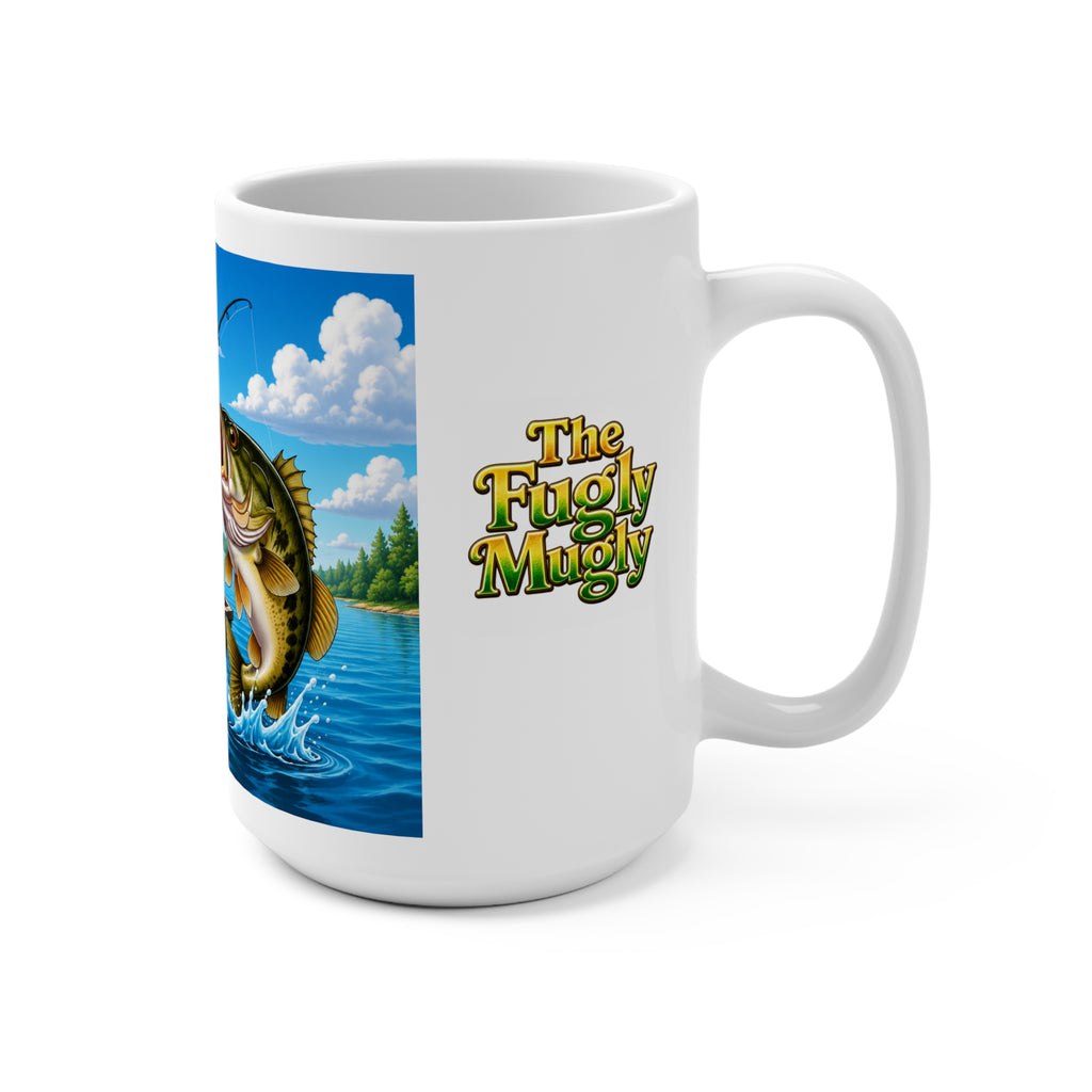 The Fugly Mugly™ Happy Fisherman White Mug | Fishing Artwork Coffee Mug