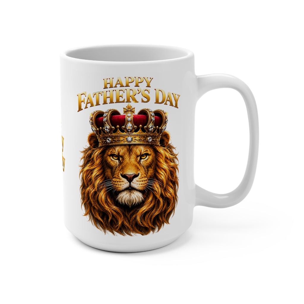 The Fugly Mugly™Happy Father’s Day Crowned Lion Mug – Luxury King Dad Coffee Mug, Regal Father Gift, Premium Lion Crown Design, Legendary Dad Gift