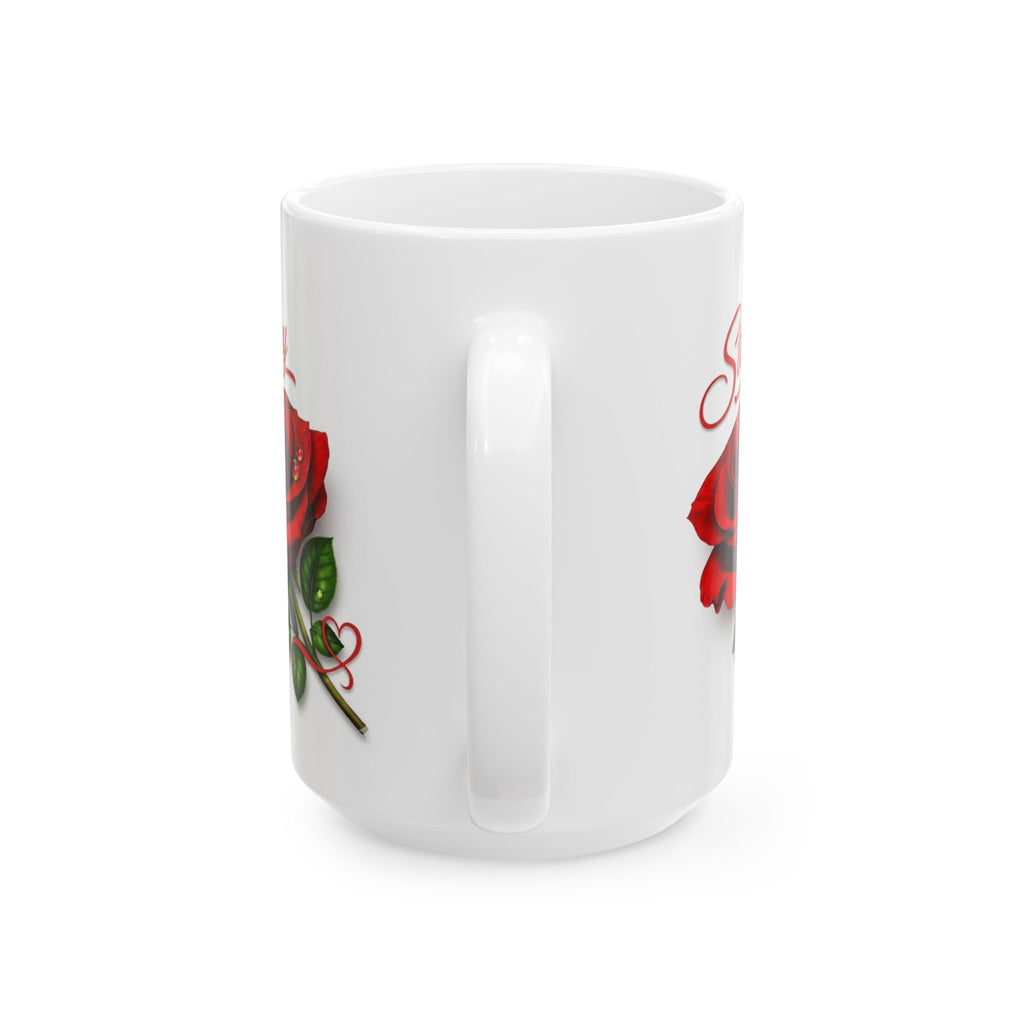 Stacey – A Name That Stands With Confidence | Signature Rose White Mug – Elegant Personalized Gift