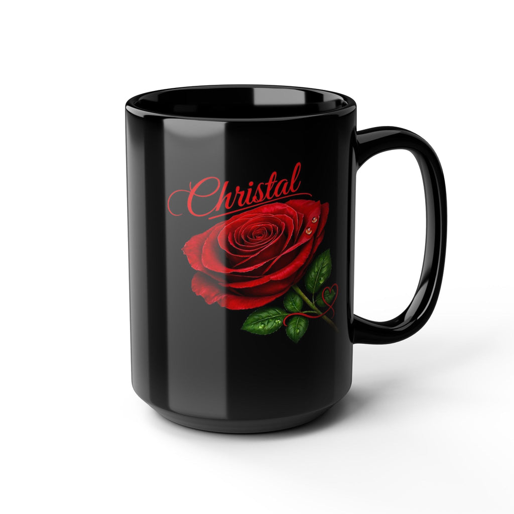 Christal – A Name That Stands Strong | Signature Rose Black Mug – Elegant Personalized Gift