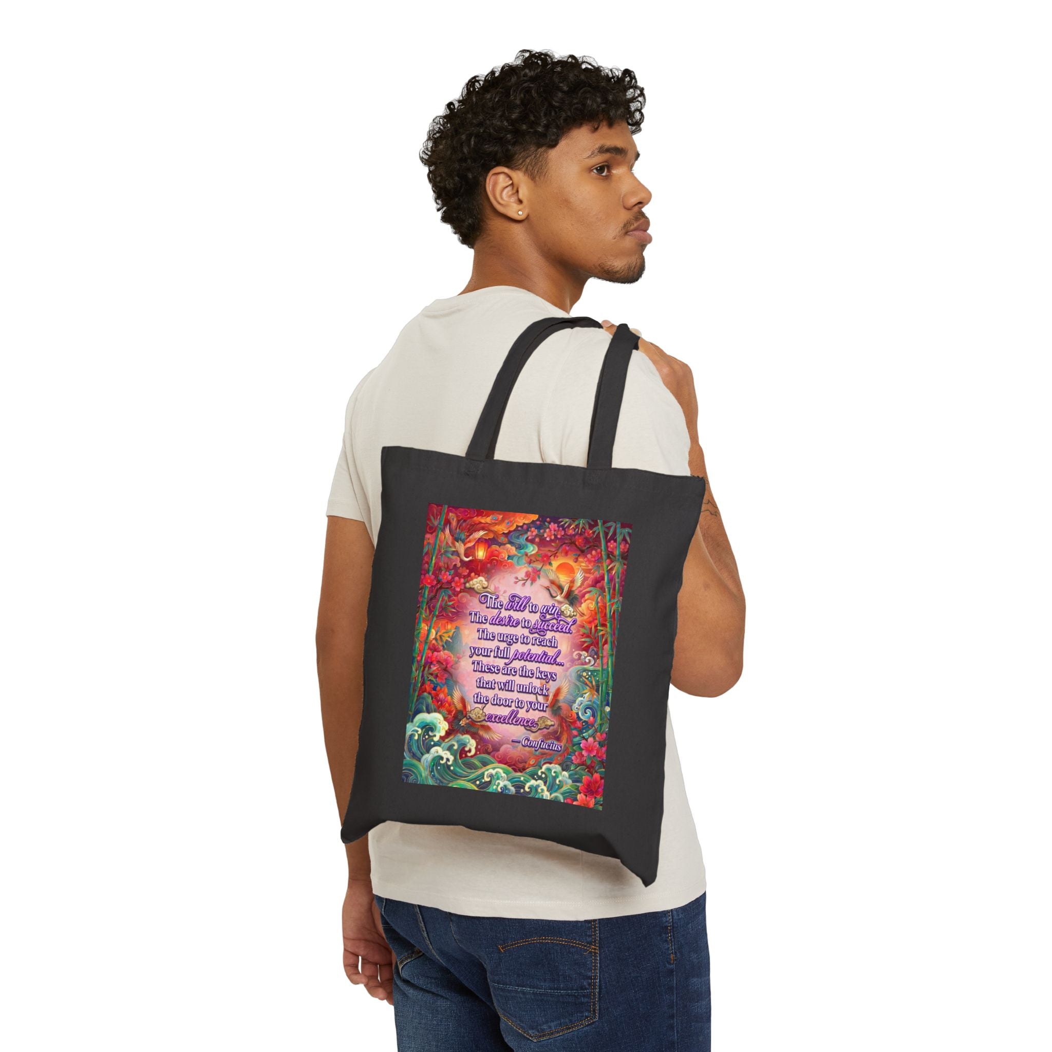 The Keys to Excellence– Confucius Wisdom Canvas Tote Bag | Luxury Philosophy Tote