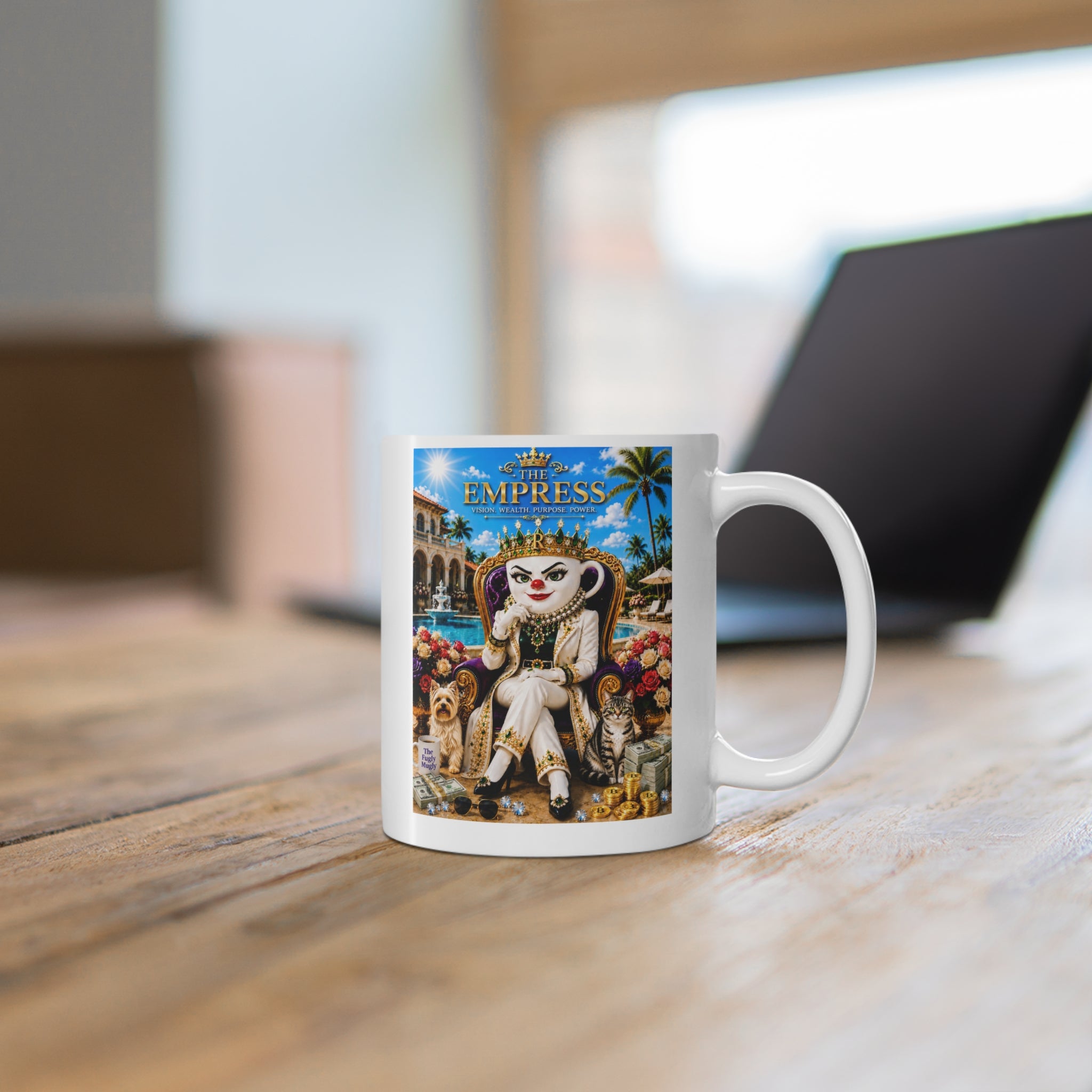 The Empress™ Luxury White Coffee Mug – Vision • Wealth • Purpose • Power