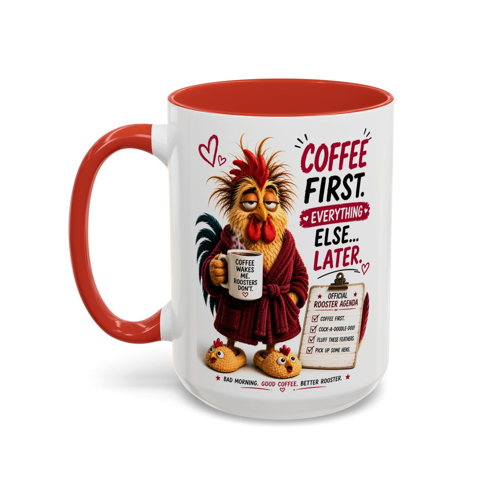 Coffee First. Everything Else… Later.™ | Luxury Rooster Coffee Mug | Funny Farmhouse Morning Gift | Cozy Coffee Lover Ceramic Mug