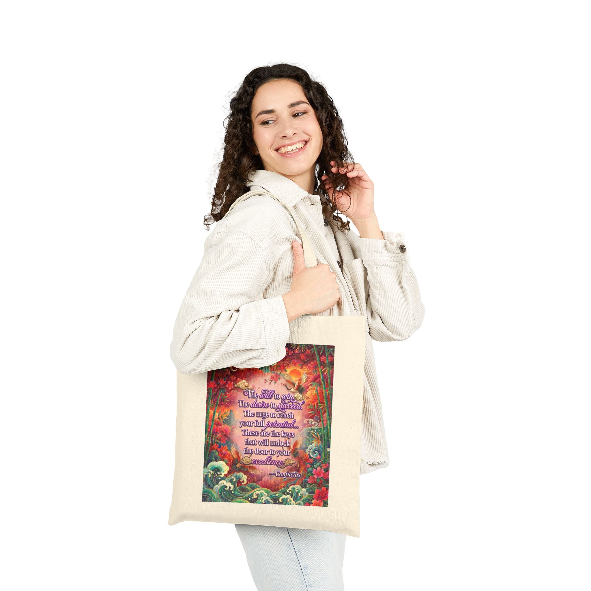 The Keys to Excellence– Confucius Wisdom Canvas Tote Bag | Luxury Philosophy Tote