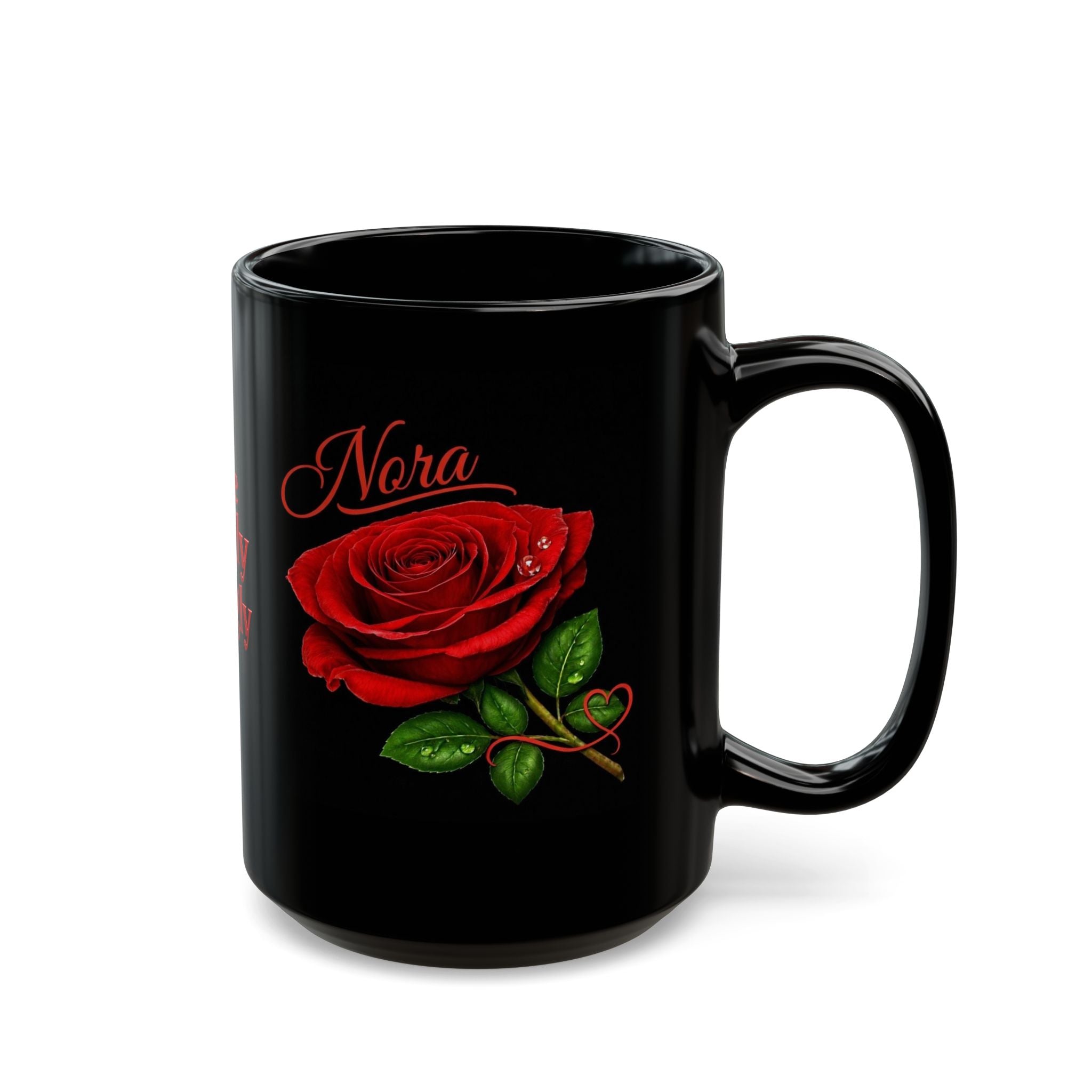 Nora Signature Rose Black Mug – Personalized Luxury Gift & Elegant Keepsake