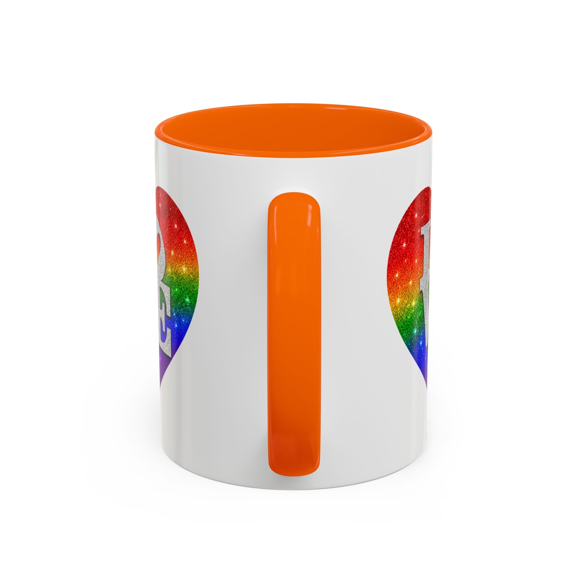 Rainbow LOVE Jewel Heart White Coffee Mug – Luxury Glitter Heart Mug | Premium Sparkling Rainbow LOVE Design