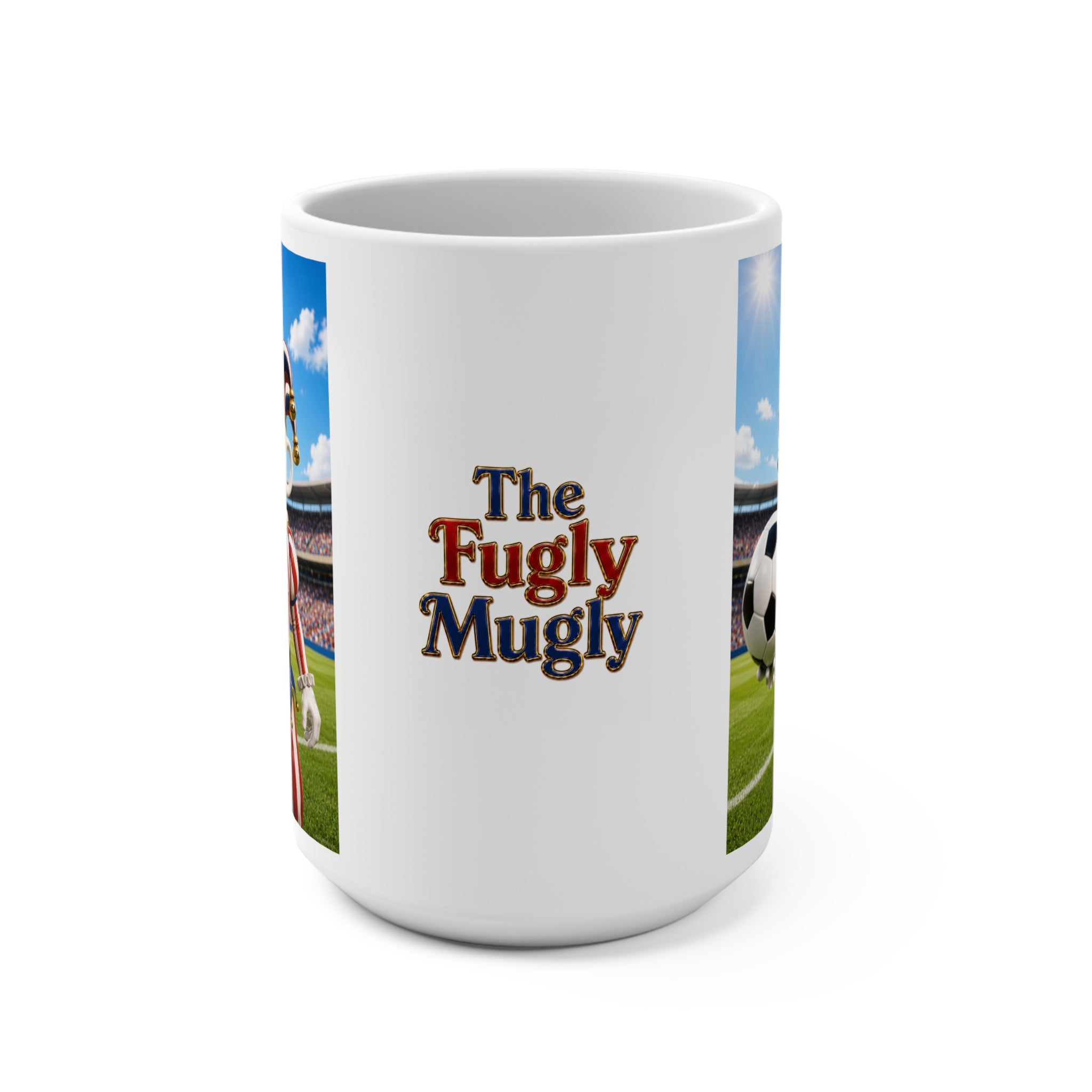 The Fugly Mugly™ USA Soccer Jester White Mug – Patriotic FIFA-Inspired Collectible Artwork Coffee Mug