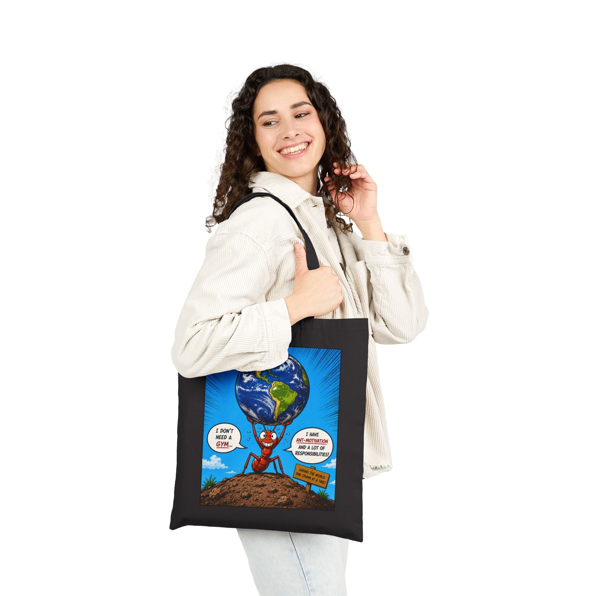Ant-Motivation Canvas Tote – Inspirational Tote Bag | Funny Luxury Motivational Carryall