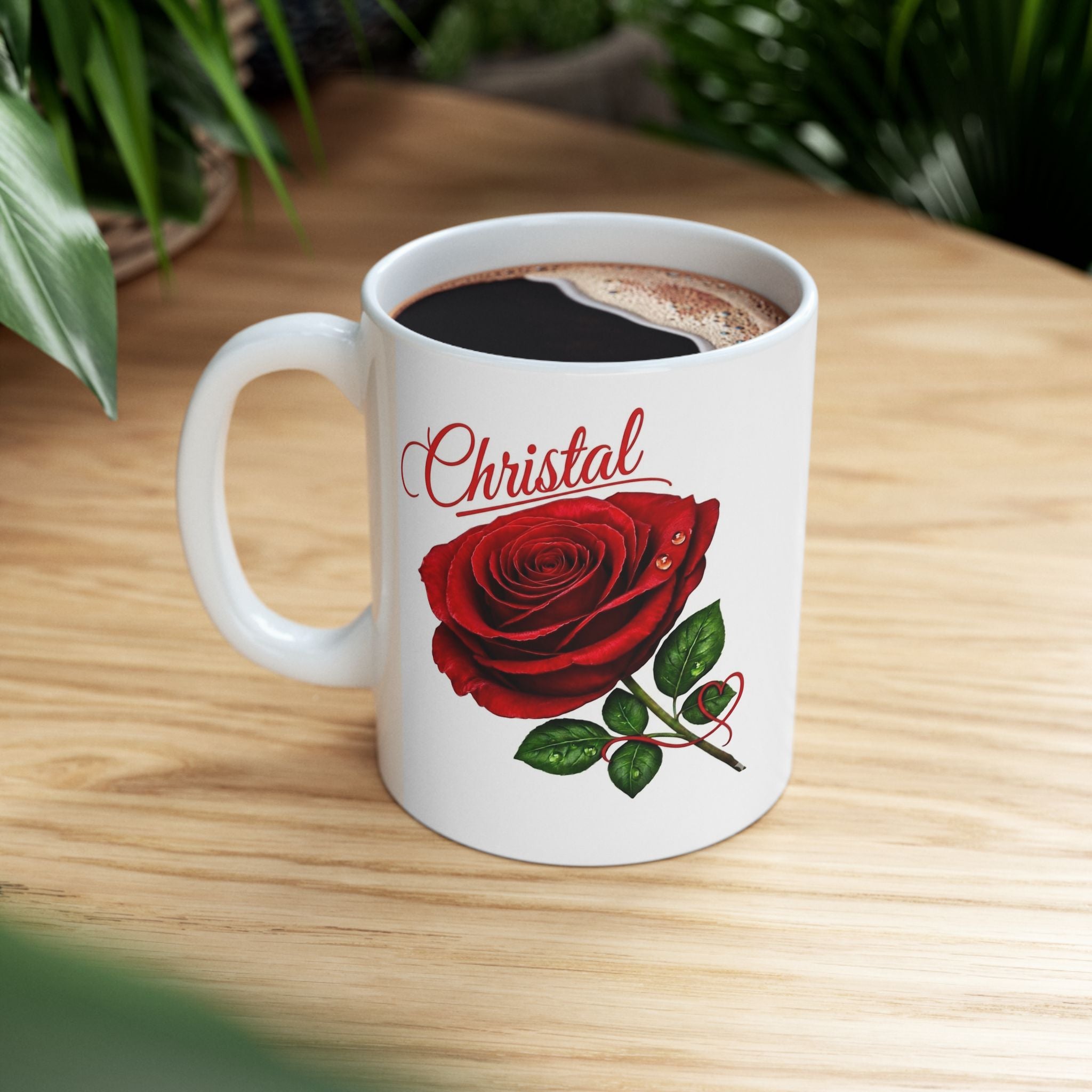 Christal – A Name That Stands Strong | Signature Rose White Mug – Elegant Personalized Gift