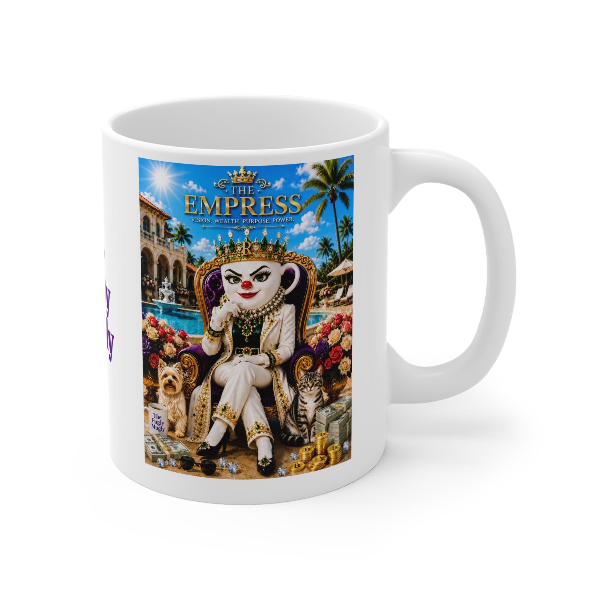 The Empress™ Luxury White Coffee Mug – Vision • Wealth • Purpose • Power