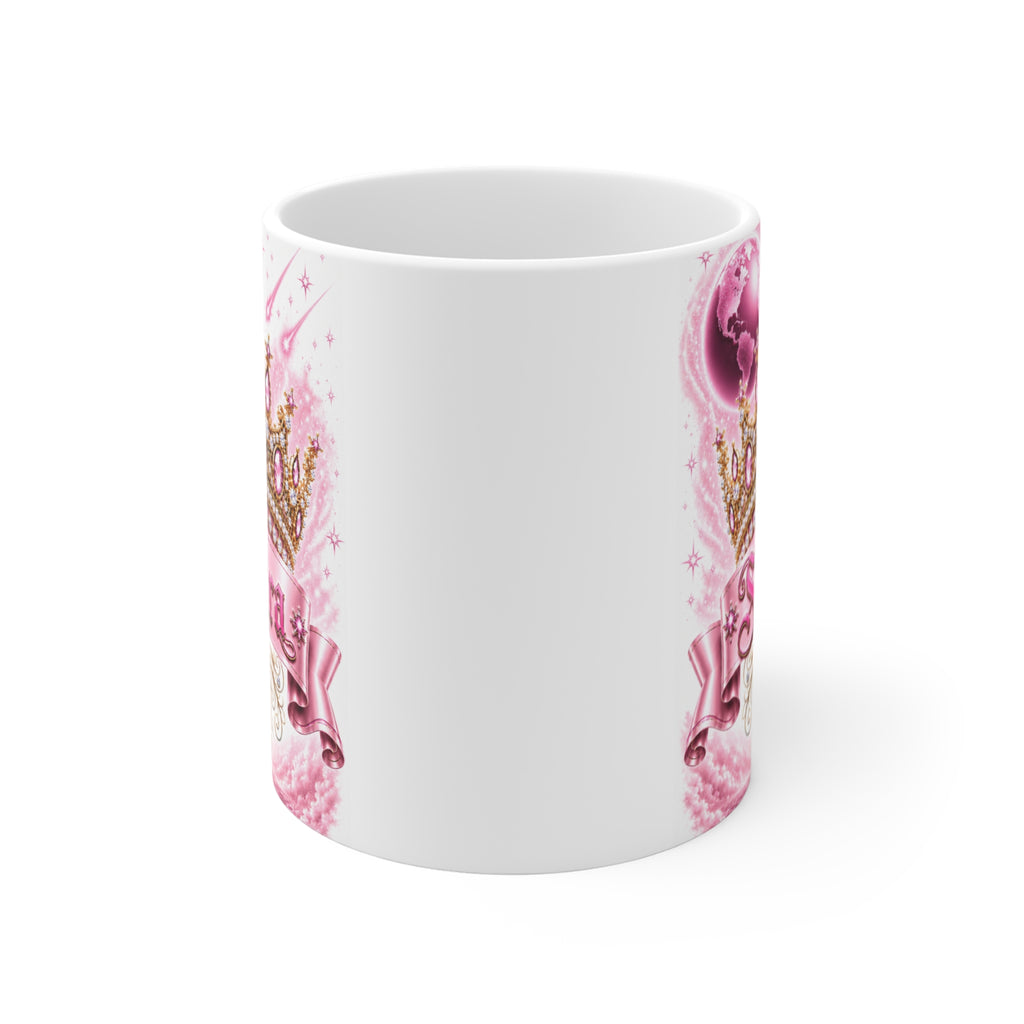 Sandra – The Pink Crown of Destiny™ | Personalized Royal Crown Mug | Luxury Pink Princess Coffee Mug | Custom Name Ceramic Gift | Elegant Fantasy Keepsake