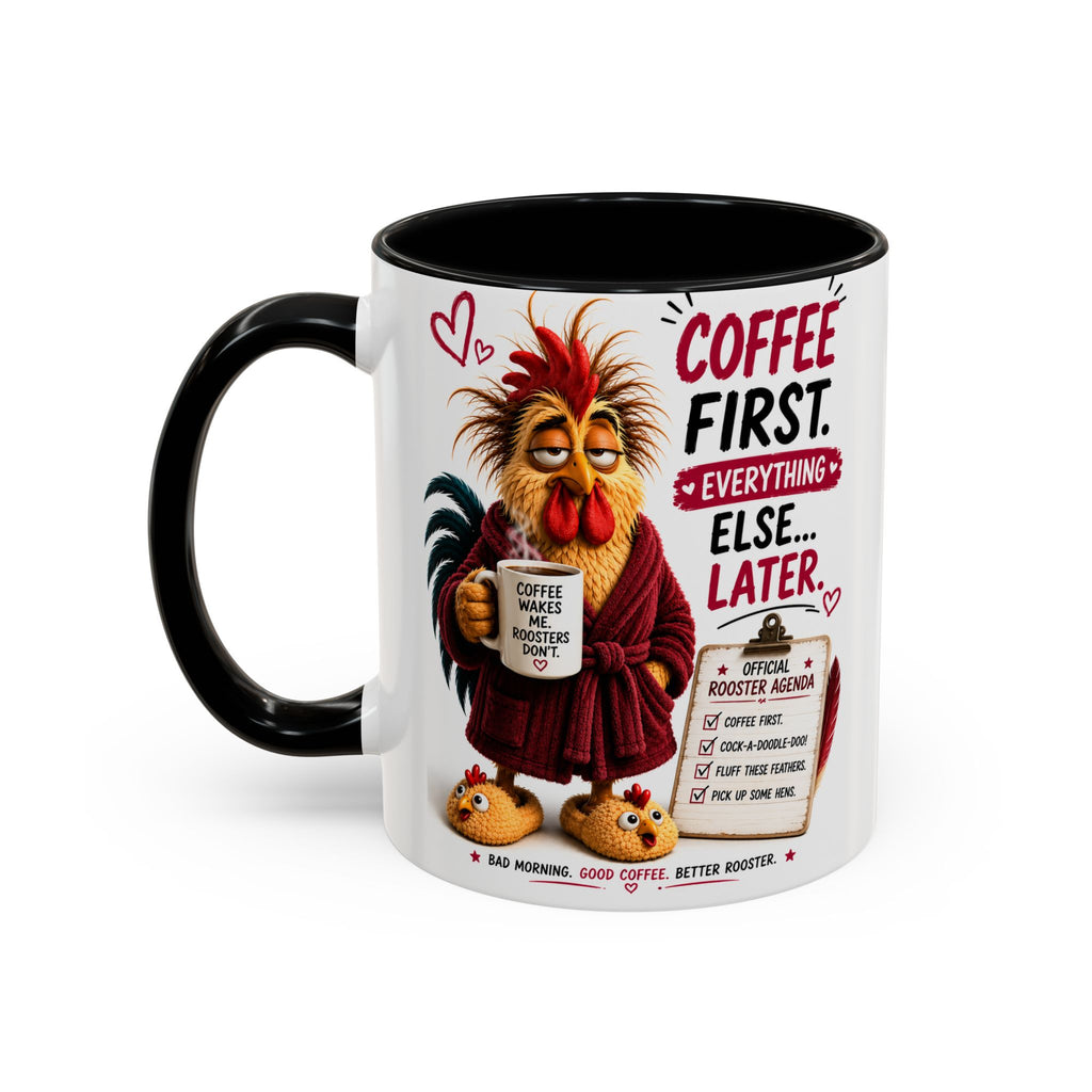 Coffee First. Everything Else… Later.™ | Luxury Rooster Coffee Mug | Funny Farmhouse Morning Gift | Cozy Coffee Lover Ceramic Mug