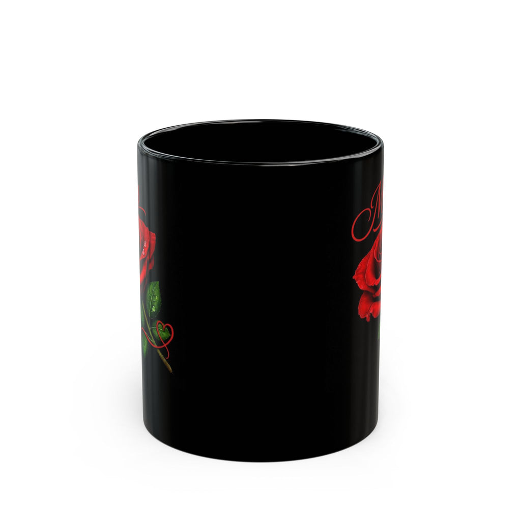 Mary Signature Rose Black Mug – Personalized Luxury Gift for Mom, Mother’s Day Elegant Keepsake