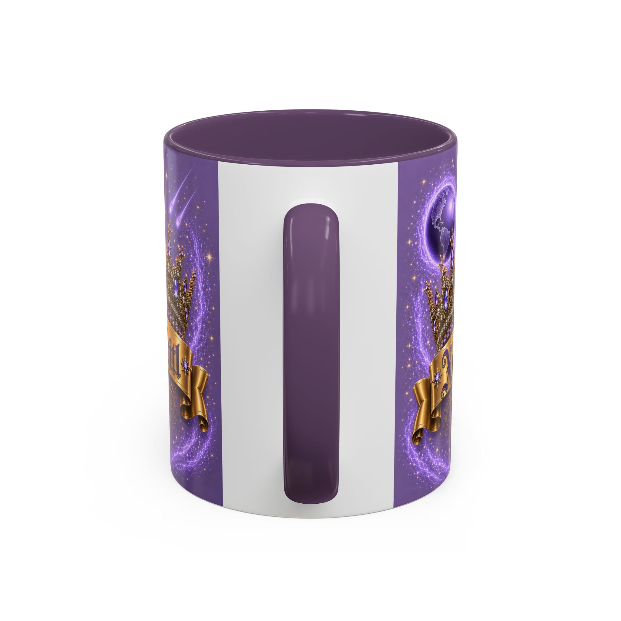 The Purple Crown of Destiny™ | Xochitl Personalized Royal Crown Mug | Luxury Celestial Fantasy Coffee Mug | Premium White Ceramic Mug | The Fugly Mugly™