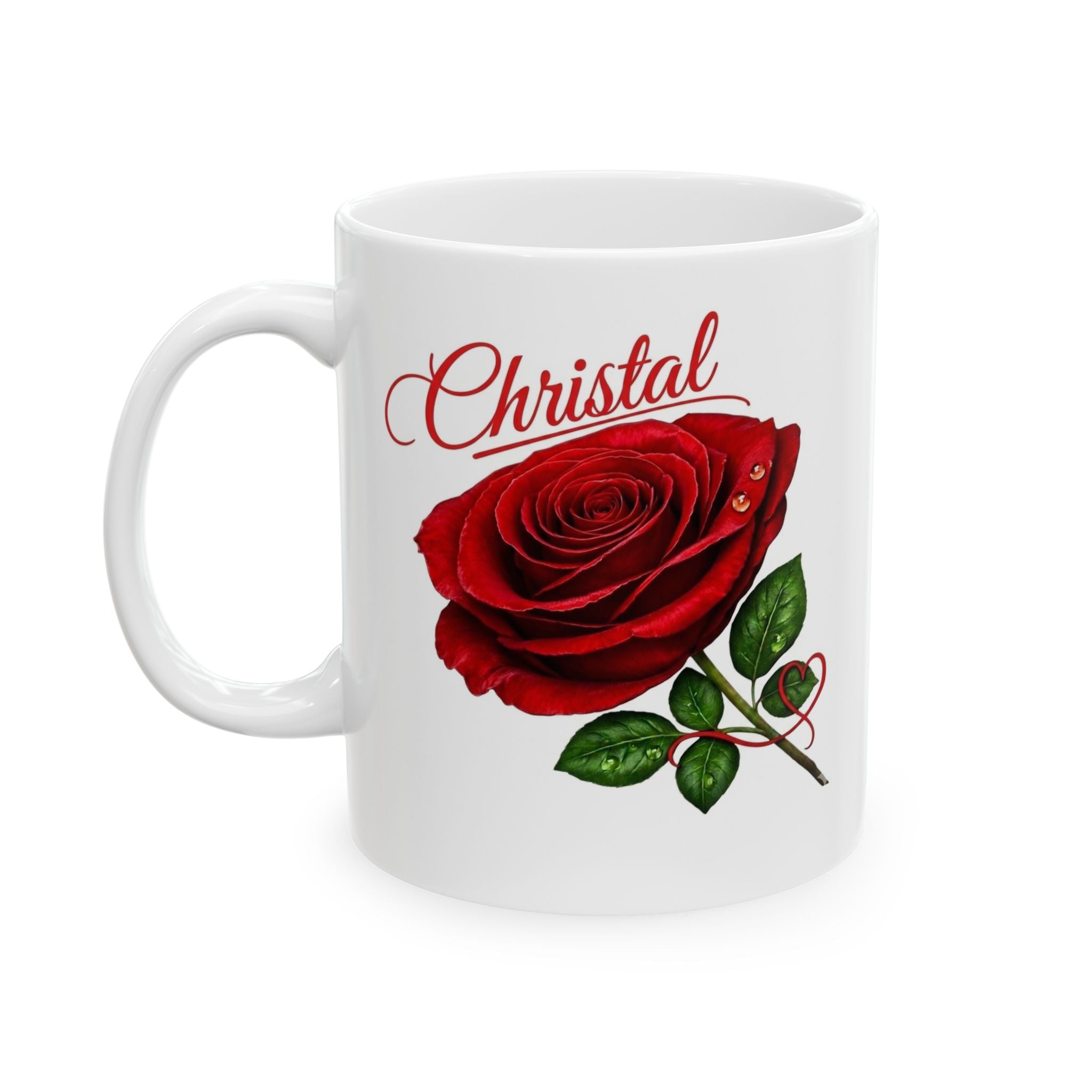 Christal – A Name That Stands Strong | Signature Rose White Mug – Elegant Personalized Gift