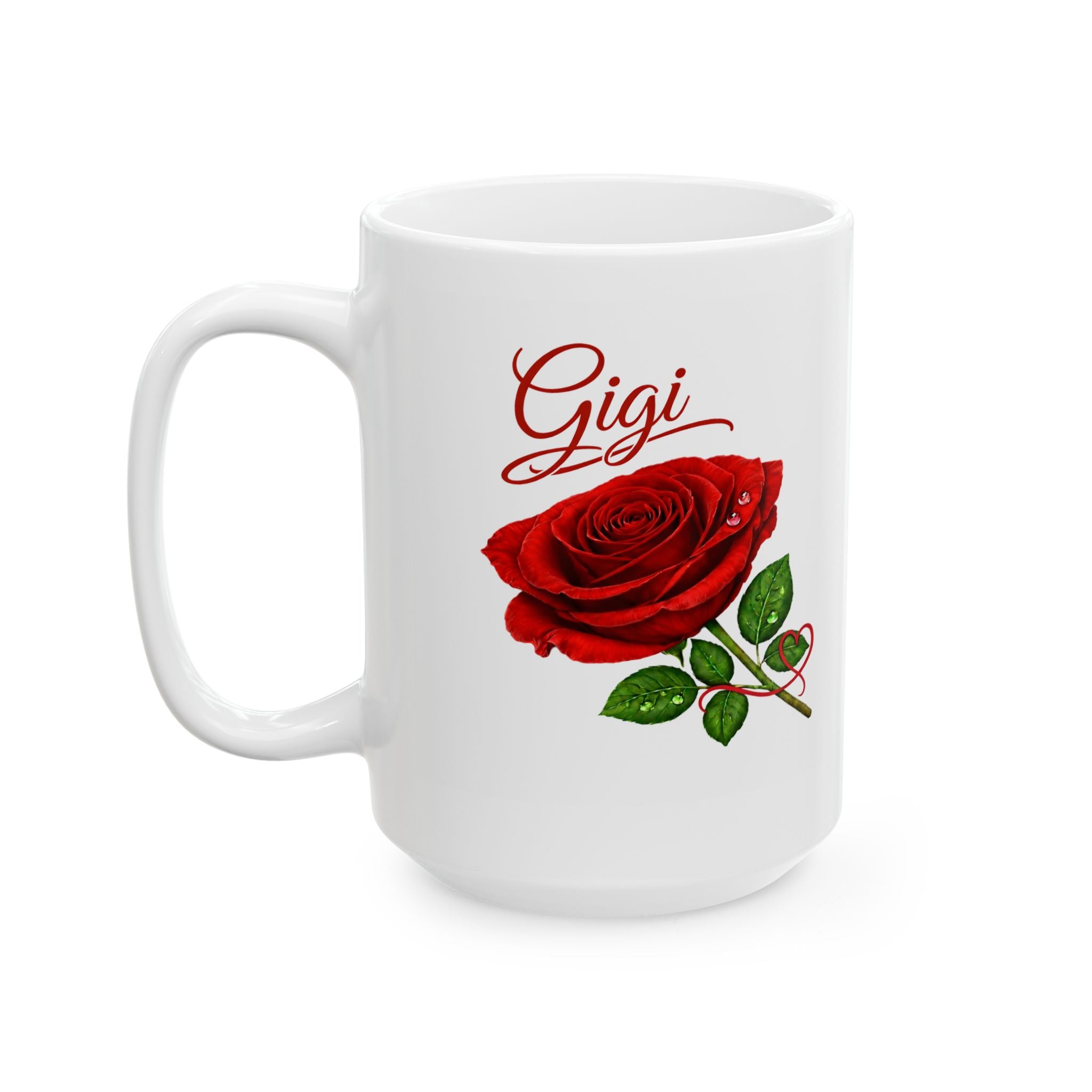 The Gigi – Signature Rose White Mug carries a soft, refined presence that feels warm, familiar, and deeply personal
