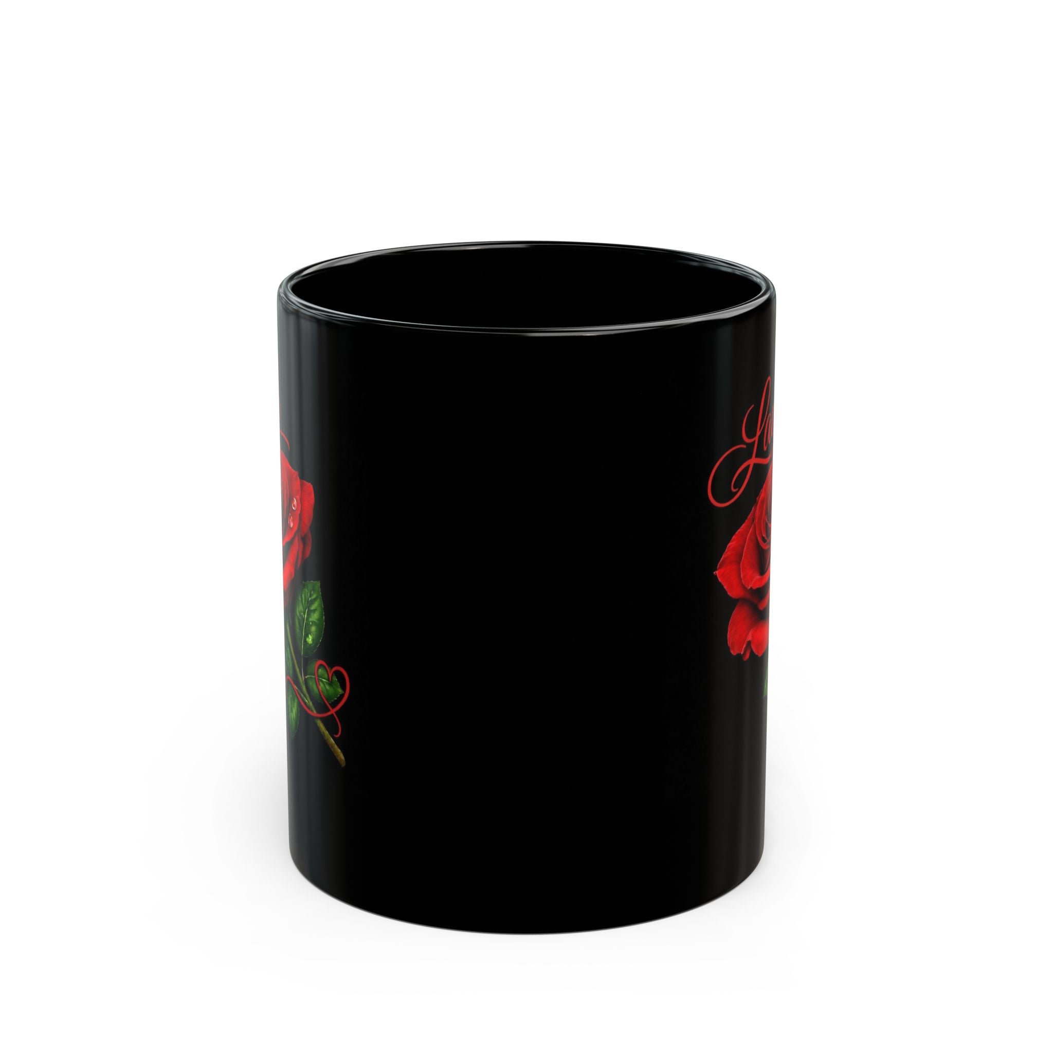 Laura – A Name That Feels Effortless | Signature Rose Black Mug – Personalized Elegant Gift