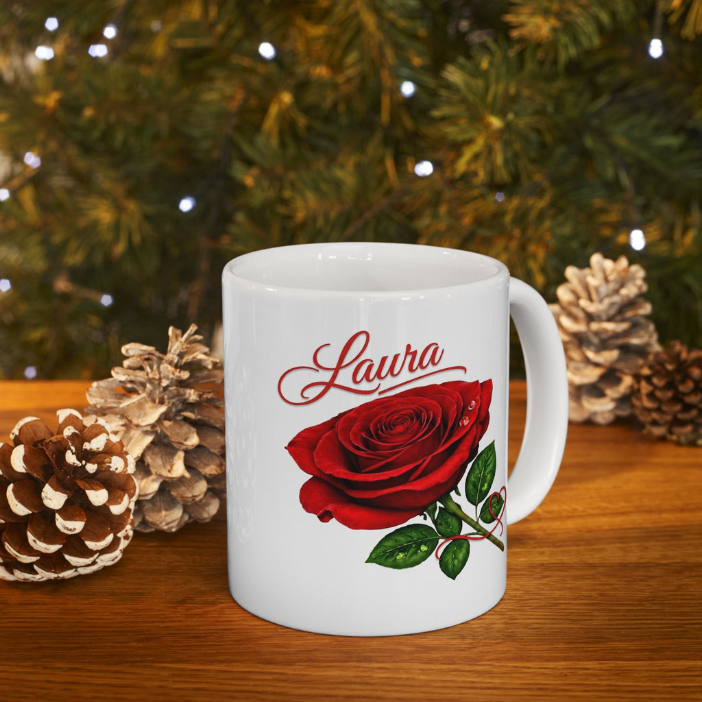 Laura – A Name That Feels Effortless | Signature Rose White Mug – Personalized Elegant Gift