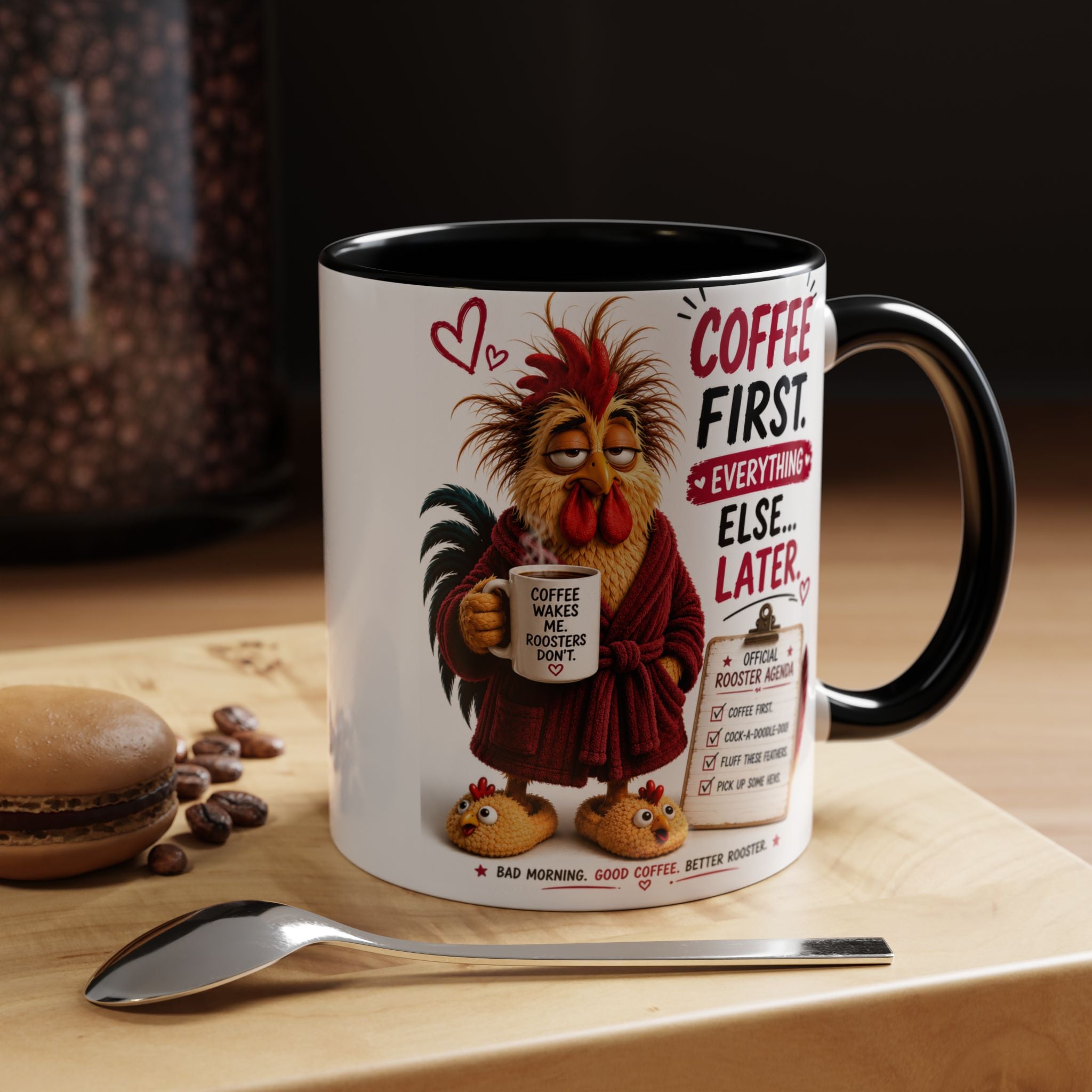 Coffee First. Everything Else… Later.™ | Luxury Rooster Coffee Mug | Funny Farmhouse Morning Gift | Cozy Coffee Lover Ceramic Mug