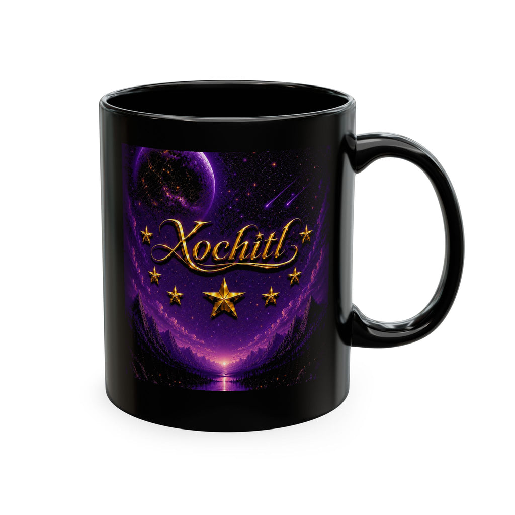 Xochitl – Celestial Moon & Stars™ | Personalized Purple Galaxy Mug | Luxury Cosmic Coffee Mug | Custom Name Ceramic Mug | Mystical Night Sky Gift for Her