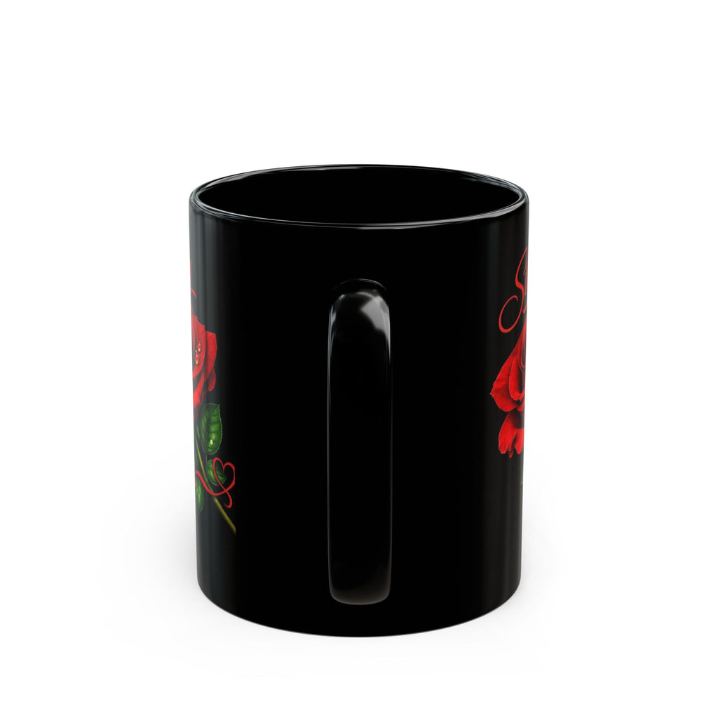 Stacey – A Name That Stands With Confidence | Signature Rose Black Mug – Elegant Personalized Gift