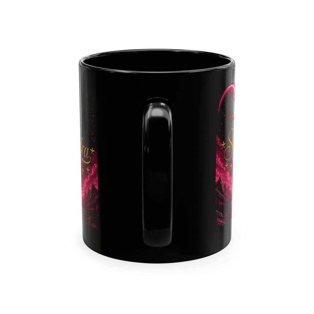 Sandra Pink Moon Goddess | Personalized Celestial Name Mug | Luxury Pink Galaxy Coffee Mug | Custom Witchy Gift | Mystical Moon Phase Ceramic Cup