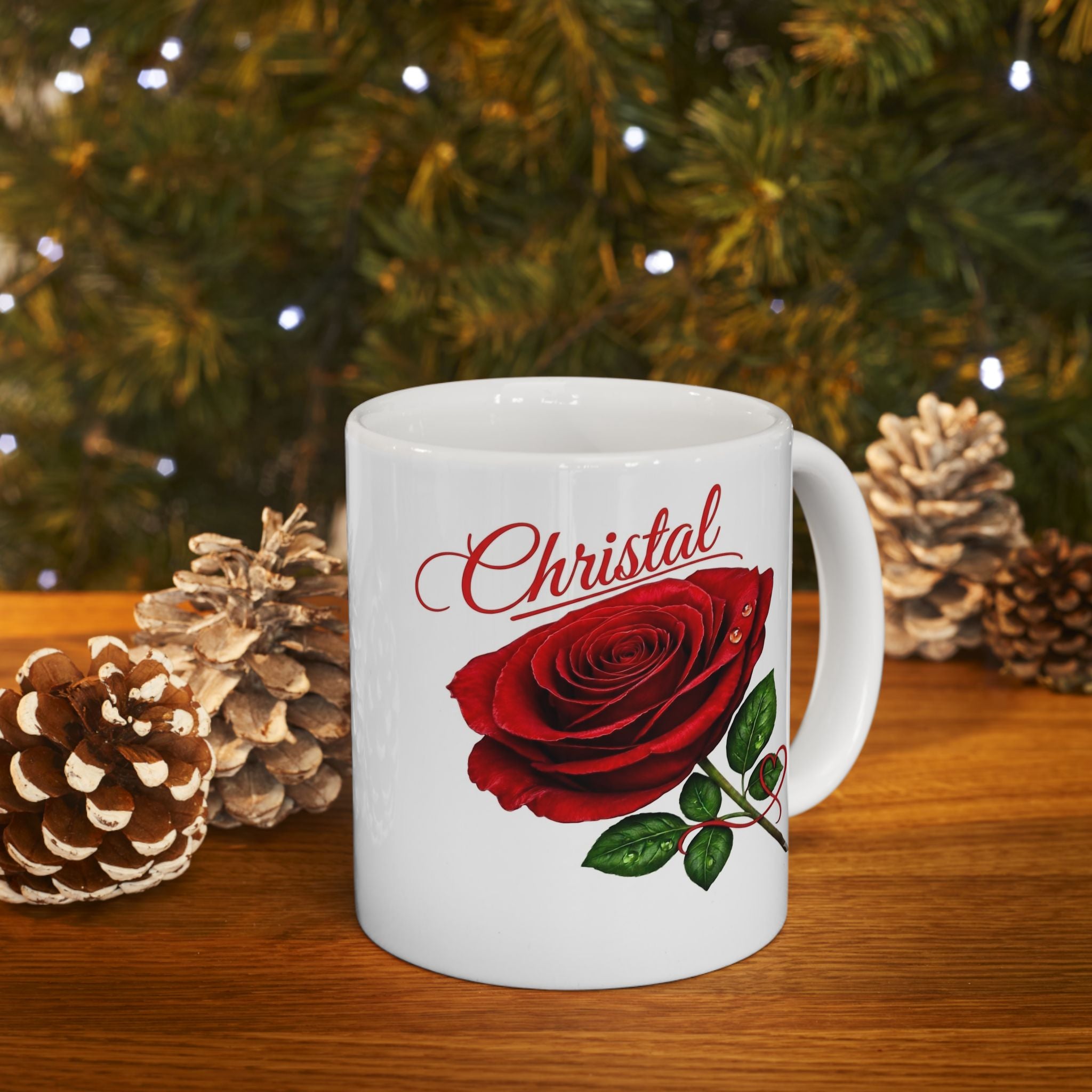 Christal – A Name That Stands Strong | Signature Rose White Mug – Elegant Personalized Gift