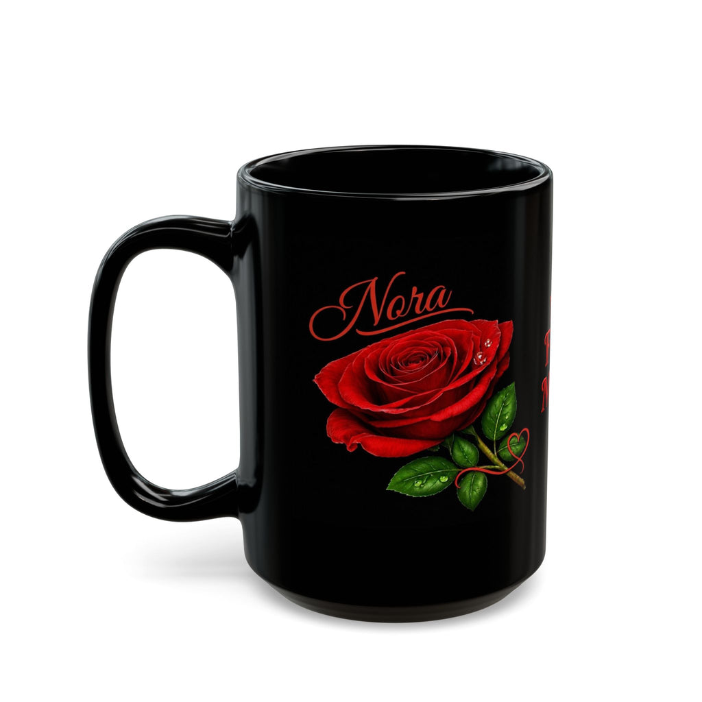 Nora Signature Rose Black Mug – Personalized Luxury Gift & Elegant Keepsake