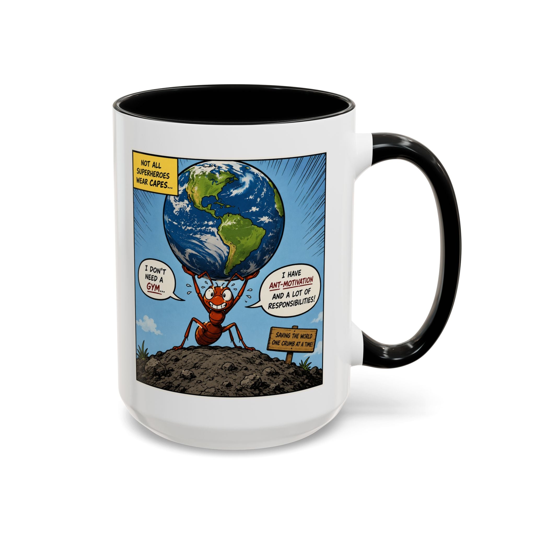 Ant-Motivation Comic Mug – Inspirational Coffee Mug | Funny Luxury Motivation Mug