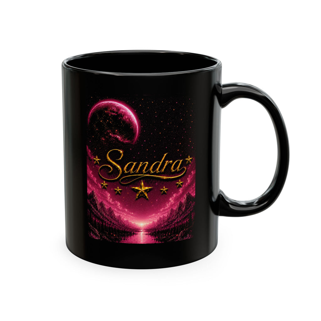 Sandra Pink Moon Goddess | Personalized Celestial Name Mug | Luxury Pink Galaxy Coffee Mug | Custom Witchy Gift | Mystical Moon Phase Ceramic Cup