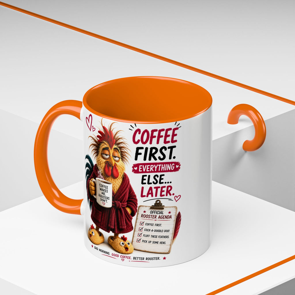 Coffee First. Everything Else… Later.™ | Luxury Rooster Coffee Mug | Funny Farmhouse Morning Gift | Cozy Coffee Lover Ceramic Mug