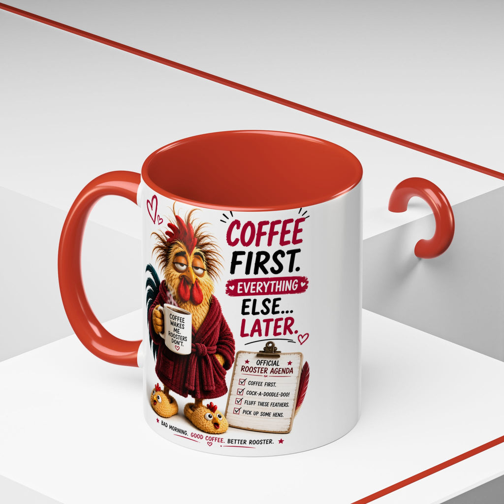 Coffee First. Everything Else… Later.™ | Luxury Rooster Coffee Mug | Funny Farmhouse Morning Gift | Cozy Coffee Lover Ceramic Mug