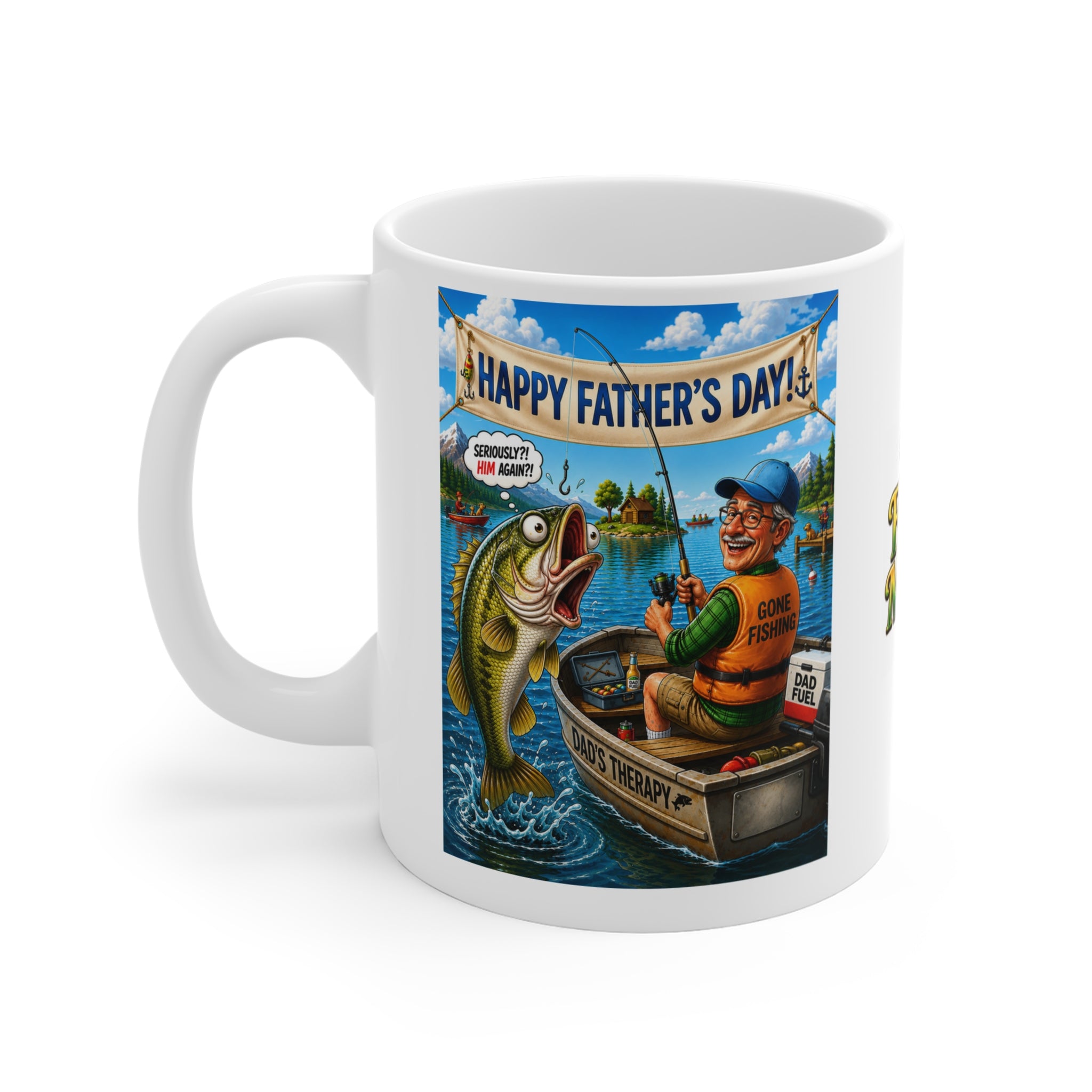 Funny Fishing Dad Mug – Dads Therapy Fathers Day Coffee Mug – Premium – Gift for Dad – Happy Fathers Day Lake Life Mug