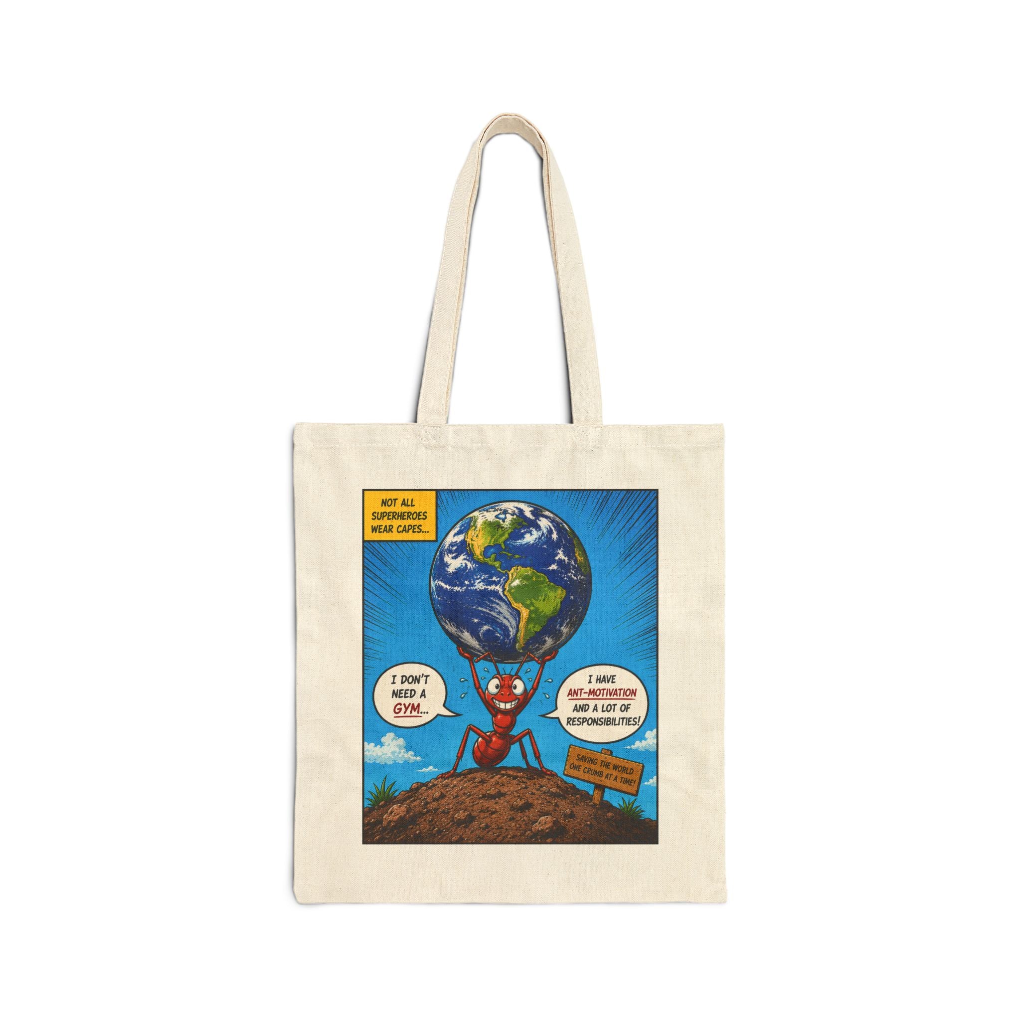 Ant-Motivation Canvas Tote – Inspirational Tote Bag | Funny Luxury Motivational Carryall