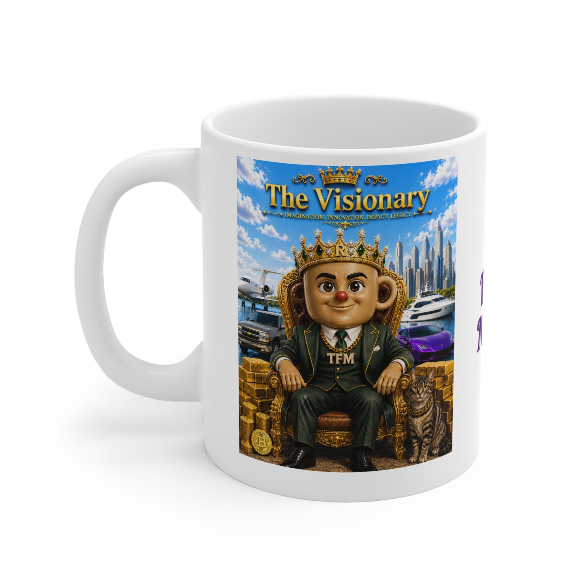 The Visionary™ Luxury White Coffee Mug – Imagination. Innovation. Impact. Legacy.