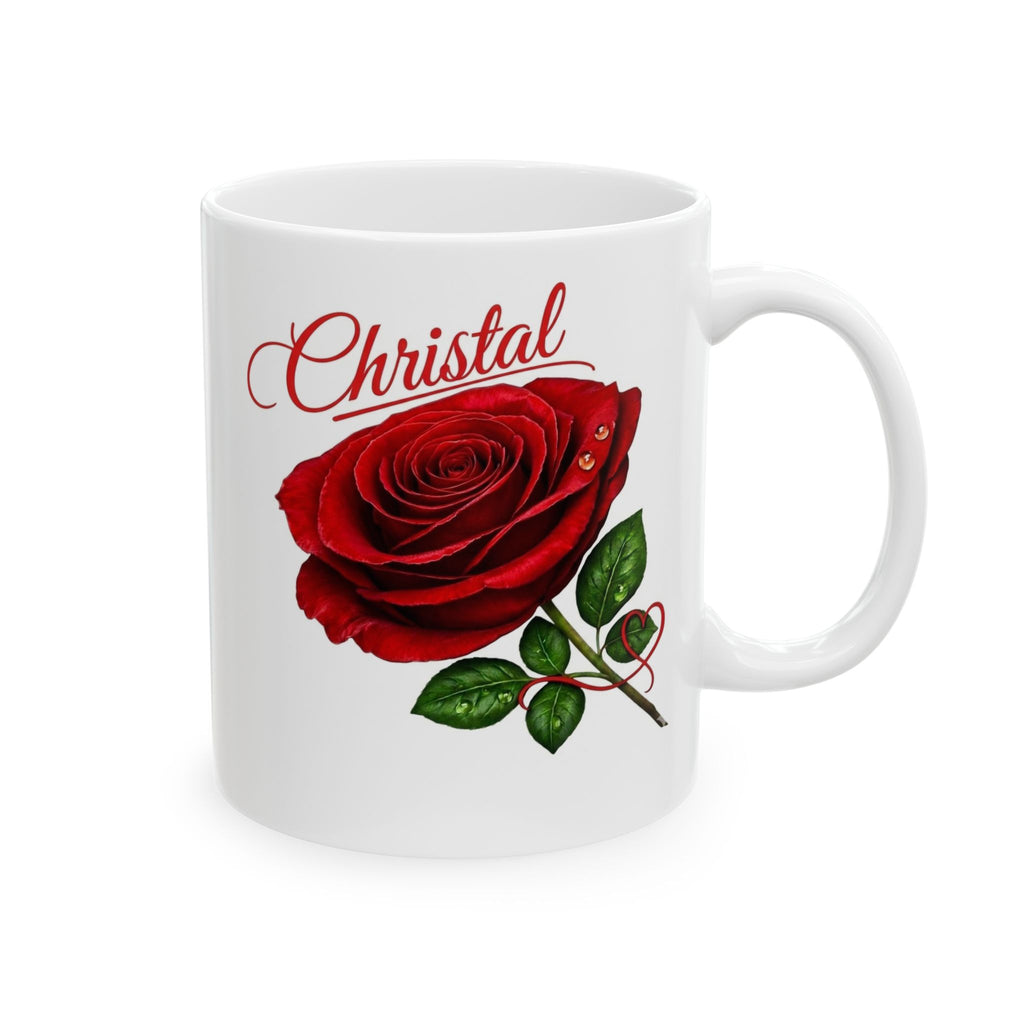 Christal – A Name That Stands Strong | Signature Rose White Mug – Elegant Personalized Gift