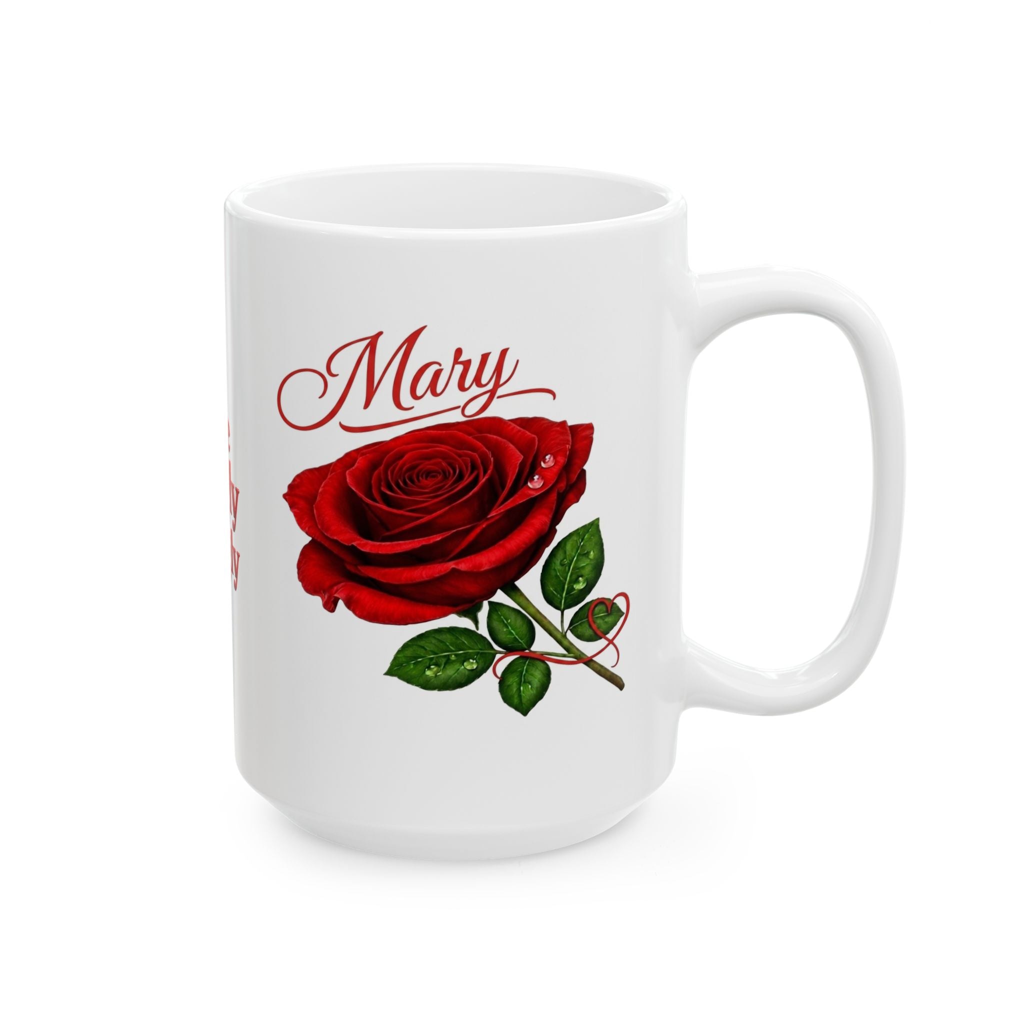 Mary – A Name That Feels Timeless | Signature Rose White Mug – Personalized Elegant Gift