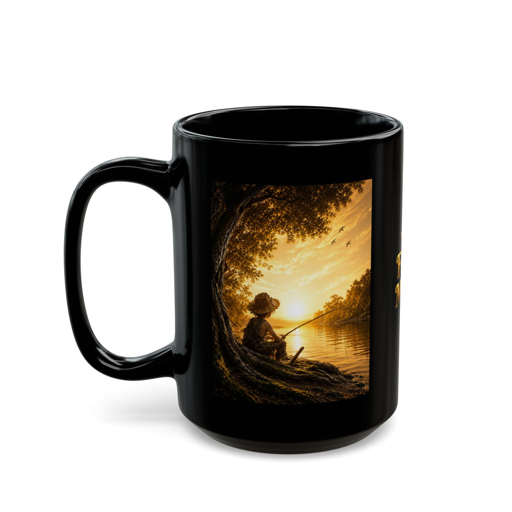 Golden Horizon™ Luxury Black Coffee Mug — Reflection • Peace • Timeless Ambition