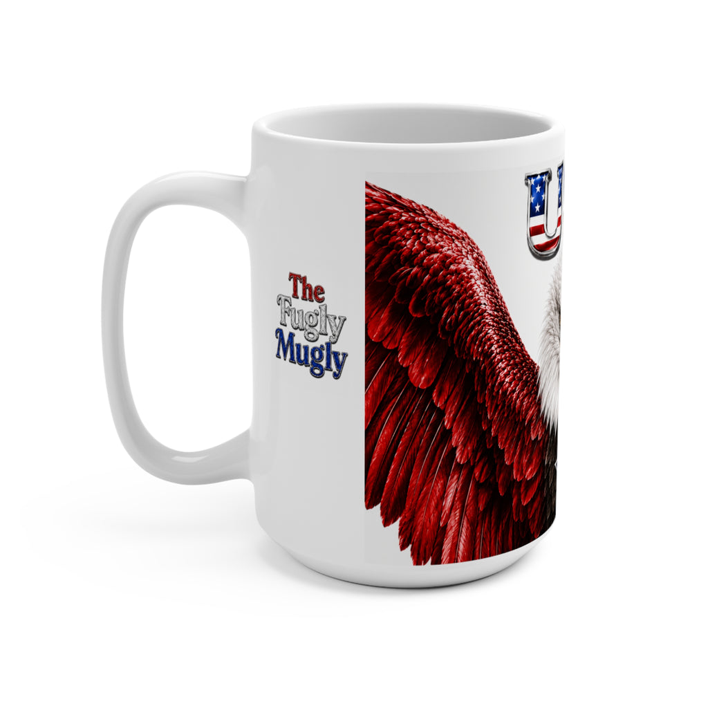 The Fugly Mugly™ USA 250 Patriotic Eagle White Mug – American Freedom Art Coffee Mug, Limited Edition Collector's Gift