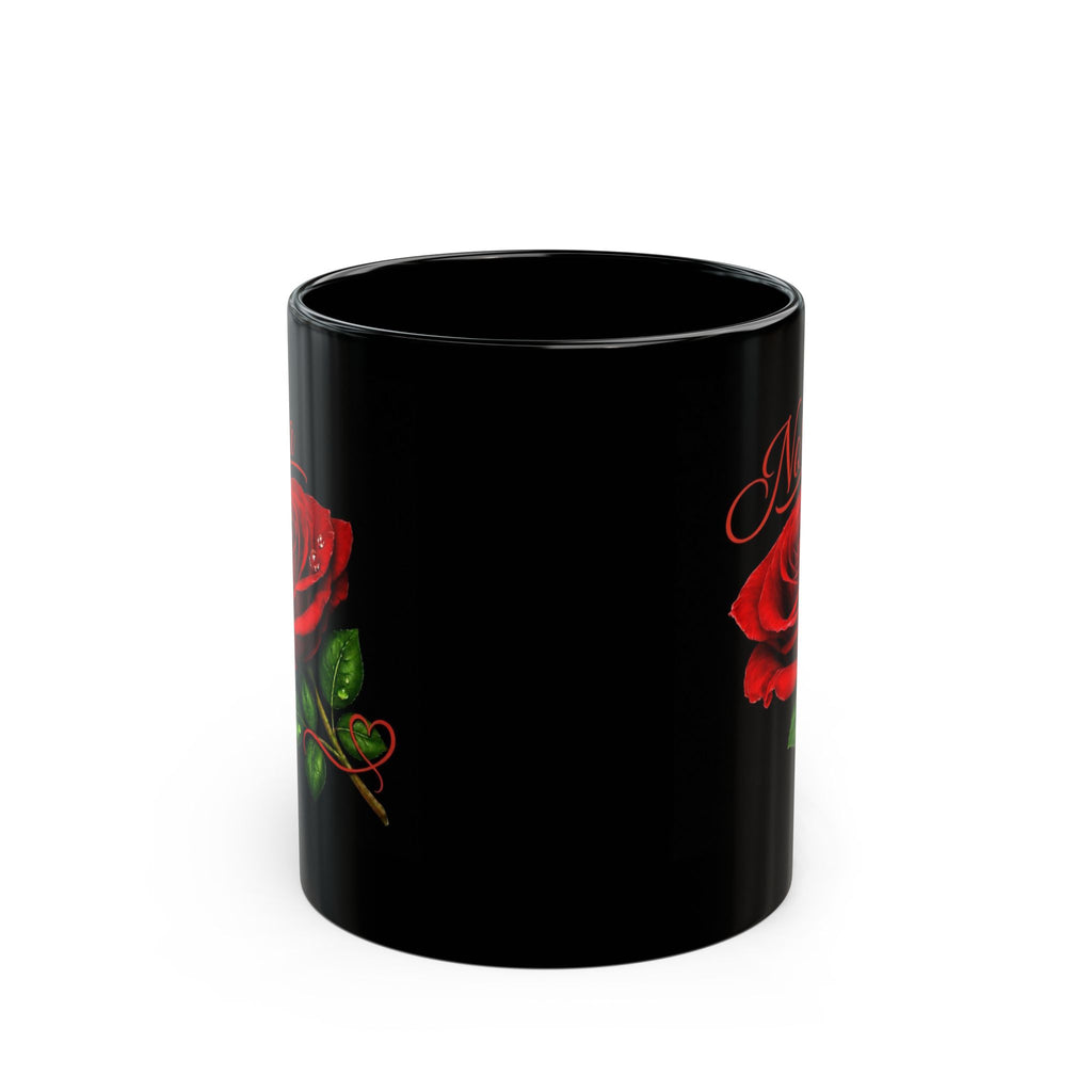Nora – A Name That Feels Like Grace | Signature Rose Black Mug – Personalized Elegant Gift