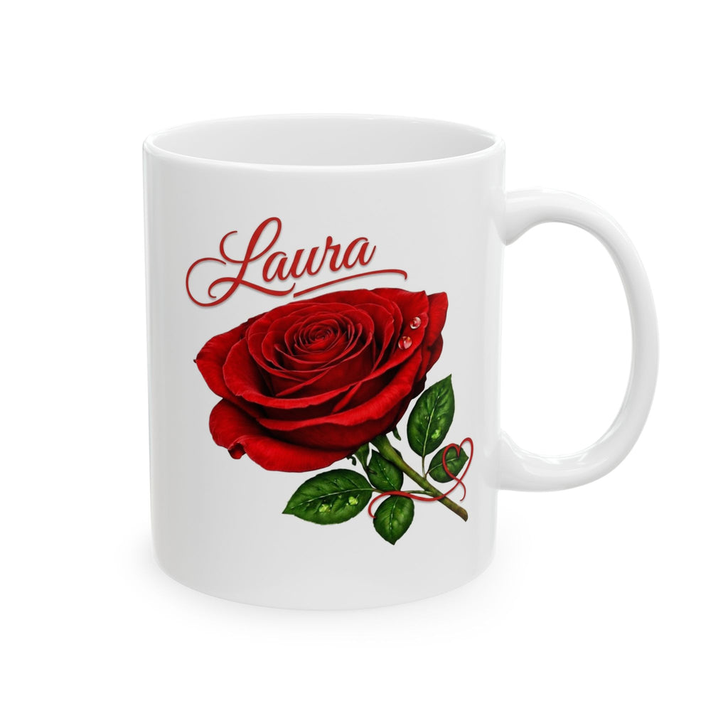 Laura – A Name That Feels Effortless | Signature Rose White Mug – Personalized Elegant Gift