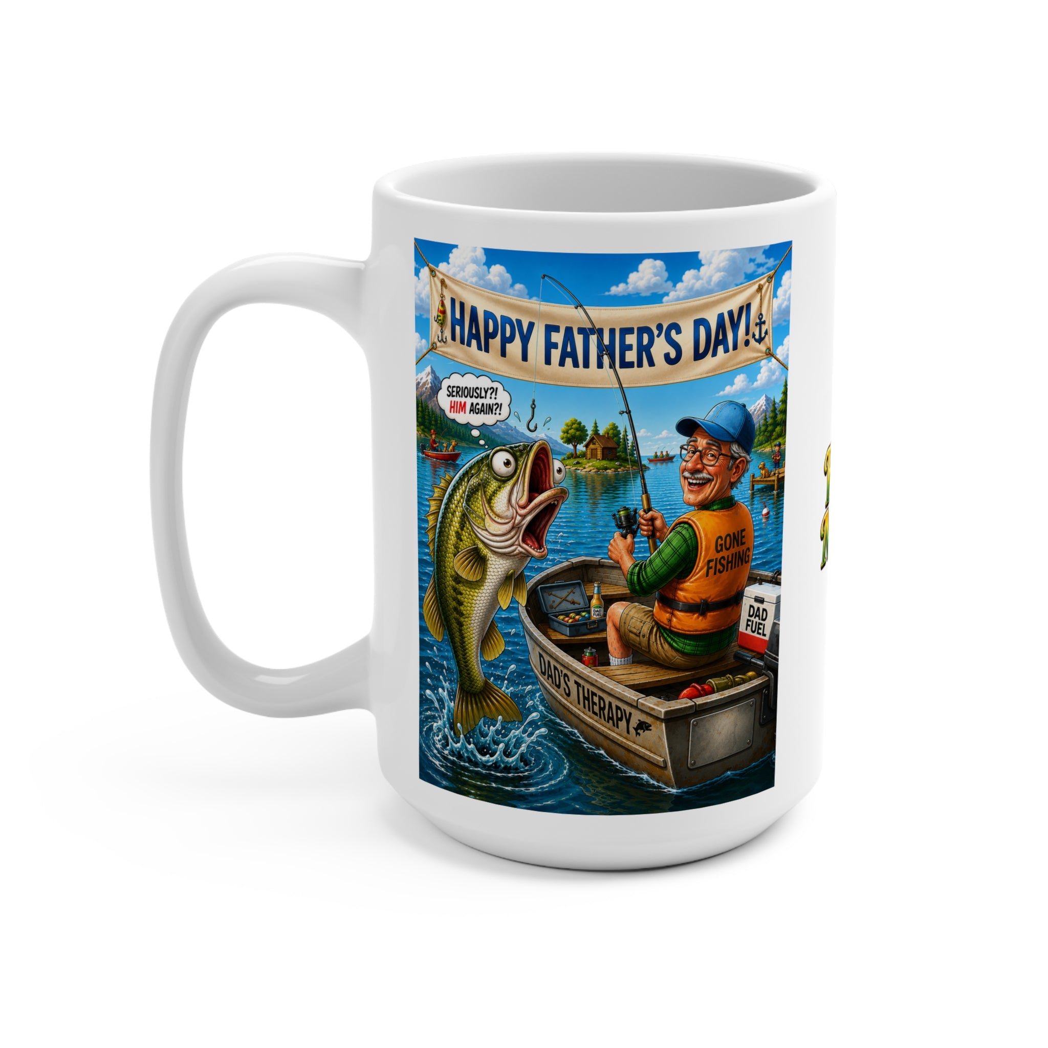 The Fugly Mugly™ Funny Fisherman Father’s Day Mug – Dad’s Therapy Coffee Mug | Premium Fishing Gift for Dad