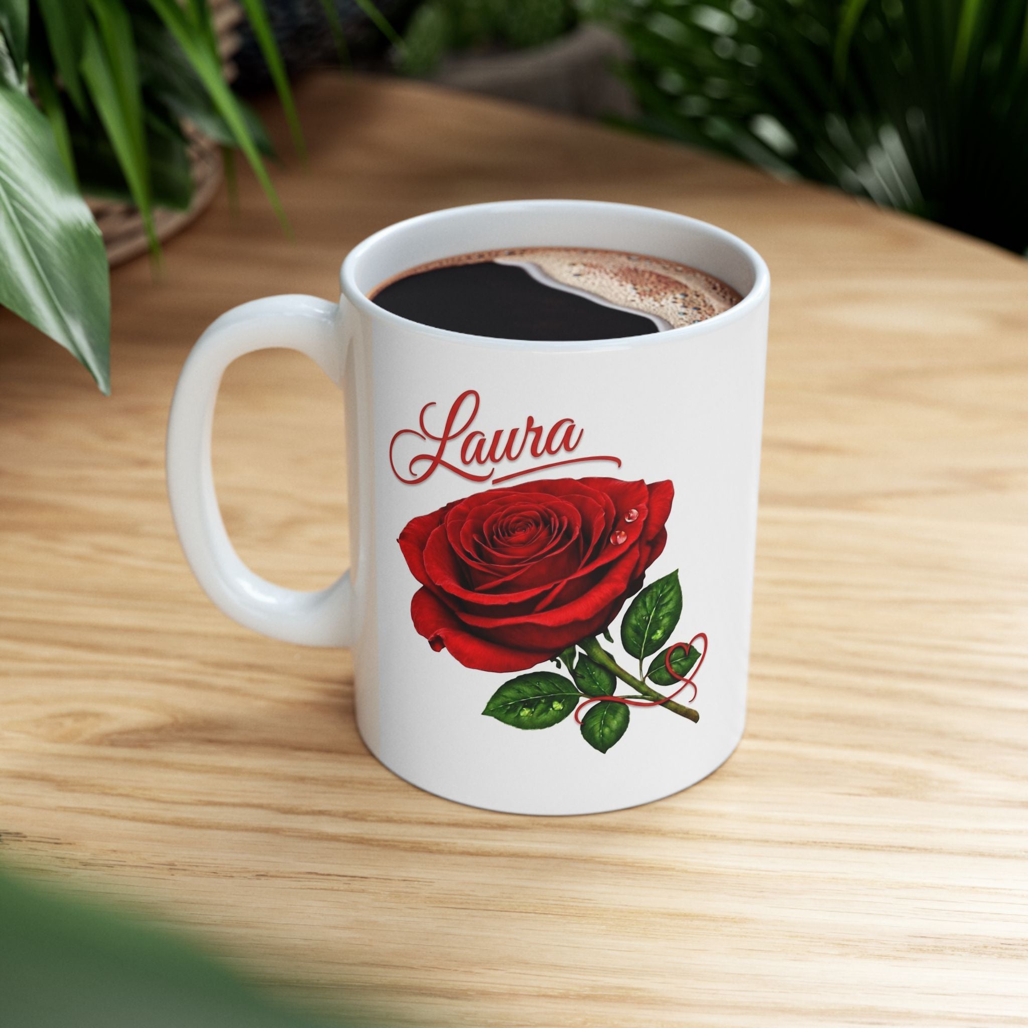 Laura – A Name That Feels Effortless | Signature Rose White Mug – Personalized Elegant Gift