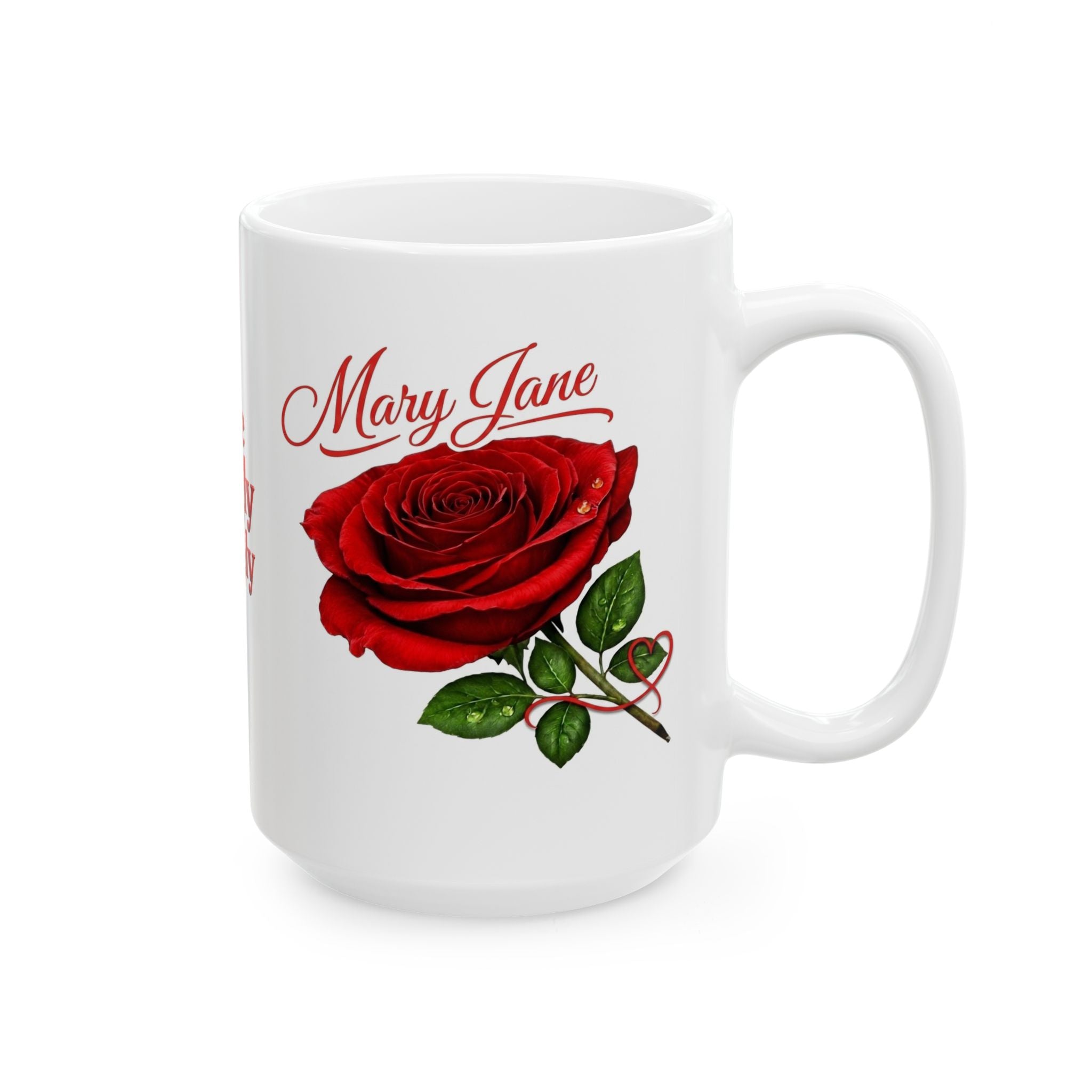 Mary Jane – A Name That Feels Familiar and Strong | Signature Rose White Mug – Elegant Personalized Gift