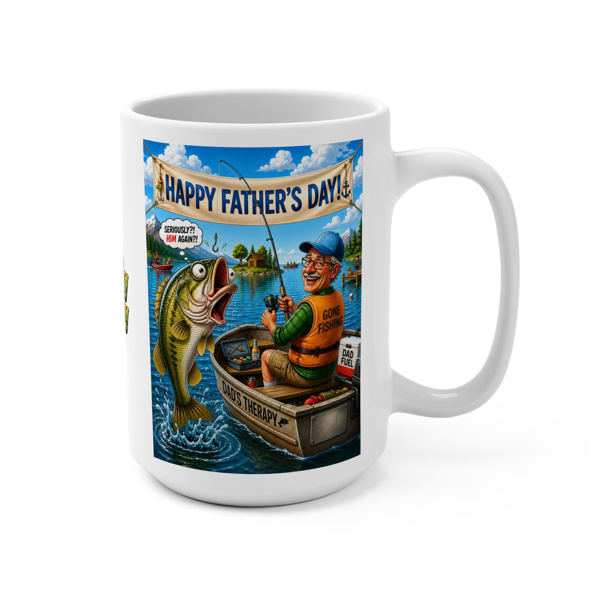 The Fugly Mugly™ Funny Fisherman Father’s Day Mug – Dad’s Therapy Coffee Mug | Premium Fishing Gift for Dad