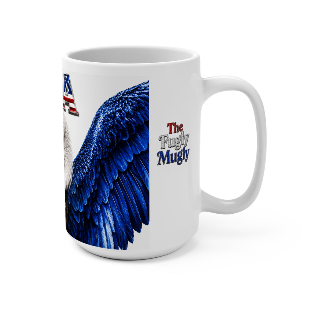 The Fugly Mugly™ USA 250 Patriotic Eagle White Mug – American Freedom Art Coffee Mug, Limited Edition Collector's Gift