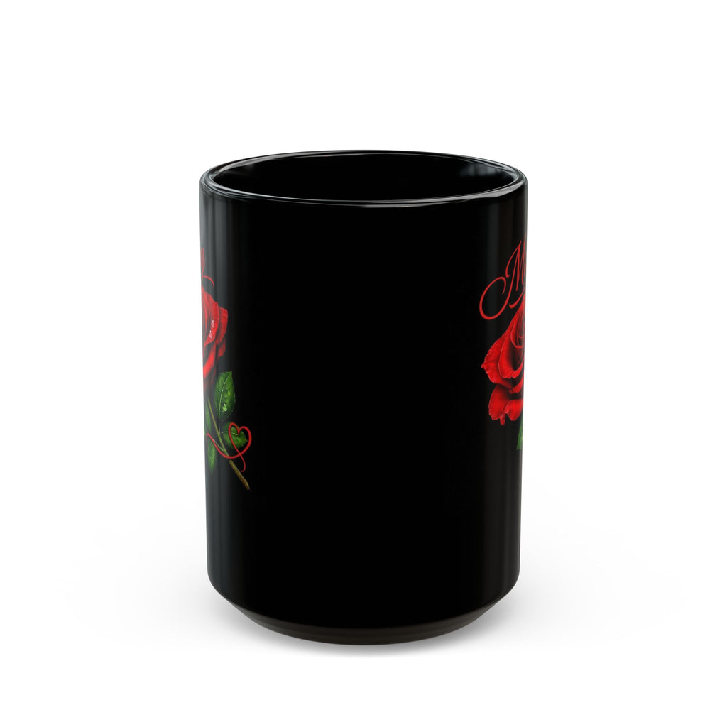 Mary Signature Rose Black Mug – Personalized Luxury Gift for Mom, Mother’s Day Elegant Keepsake