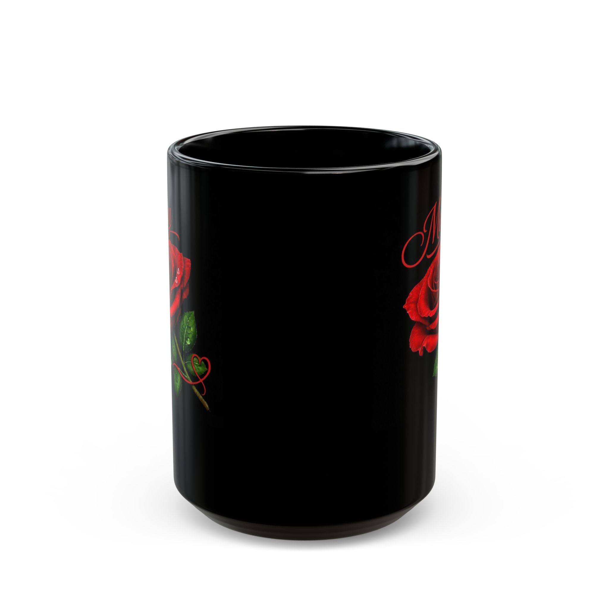 Mary Signature Rose Black Mug – Personalized Luxury Gift for Mom, Mother’s Day Elegant Keepsake